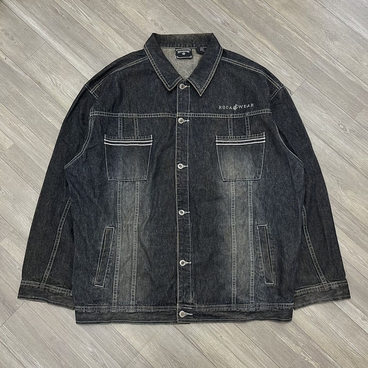 Rocawear × Vintage Vintage Y2K Rocawear Big Logo Black Wash Denim Jacket Size US XXL / EU 58 / 5 - 16 Thumbnail