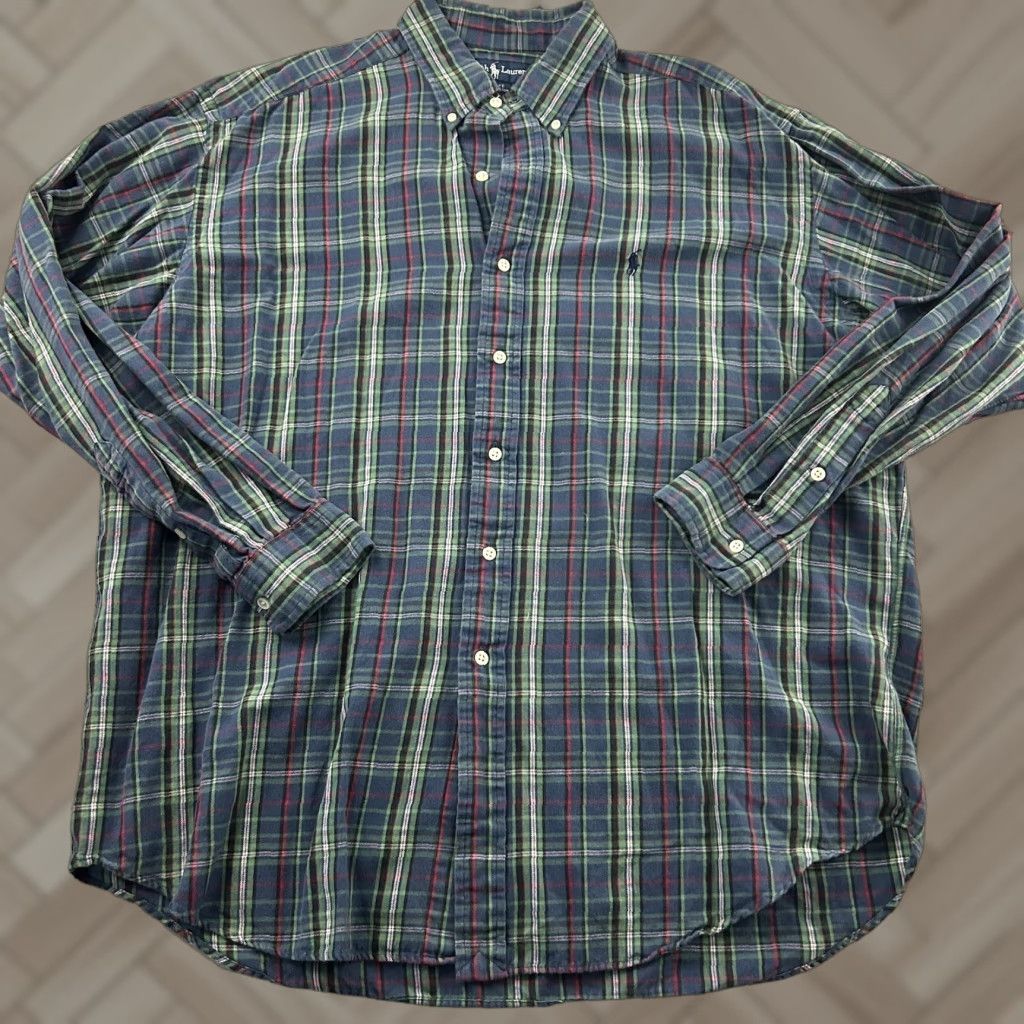Polo Ralph Lauren Polo Ralph Lauren Blake Long Sleeve Button Front Flannel Shirt Men's XL Blue Size US XL / EU 56 / 4 - 1 Thumbnail