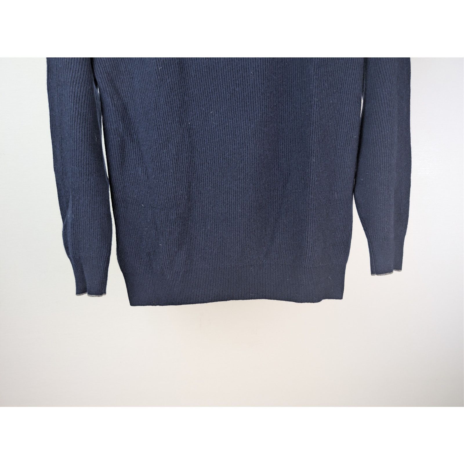 Brunello Cucinelli o1rshd1 CC20 Men's Ribbed Cashmere Zip Polo Sweater in Navy Size US M / EU 48-50 / 2 - 4 Thumbnail