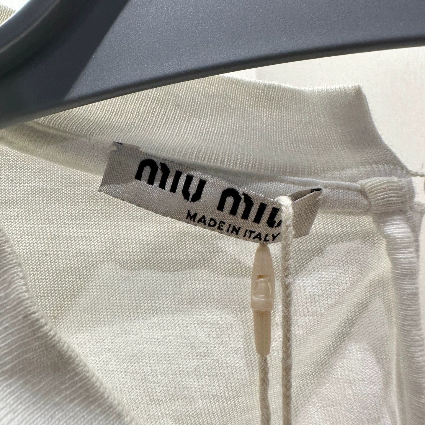Miu Miu Miu Miu mar422 neck crystal logo short longsleeve XL cotton Size XL / US 12-14 / IT 48-50 - 3 Thumbnail