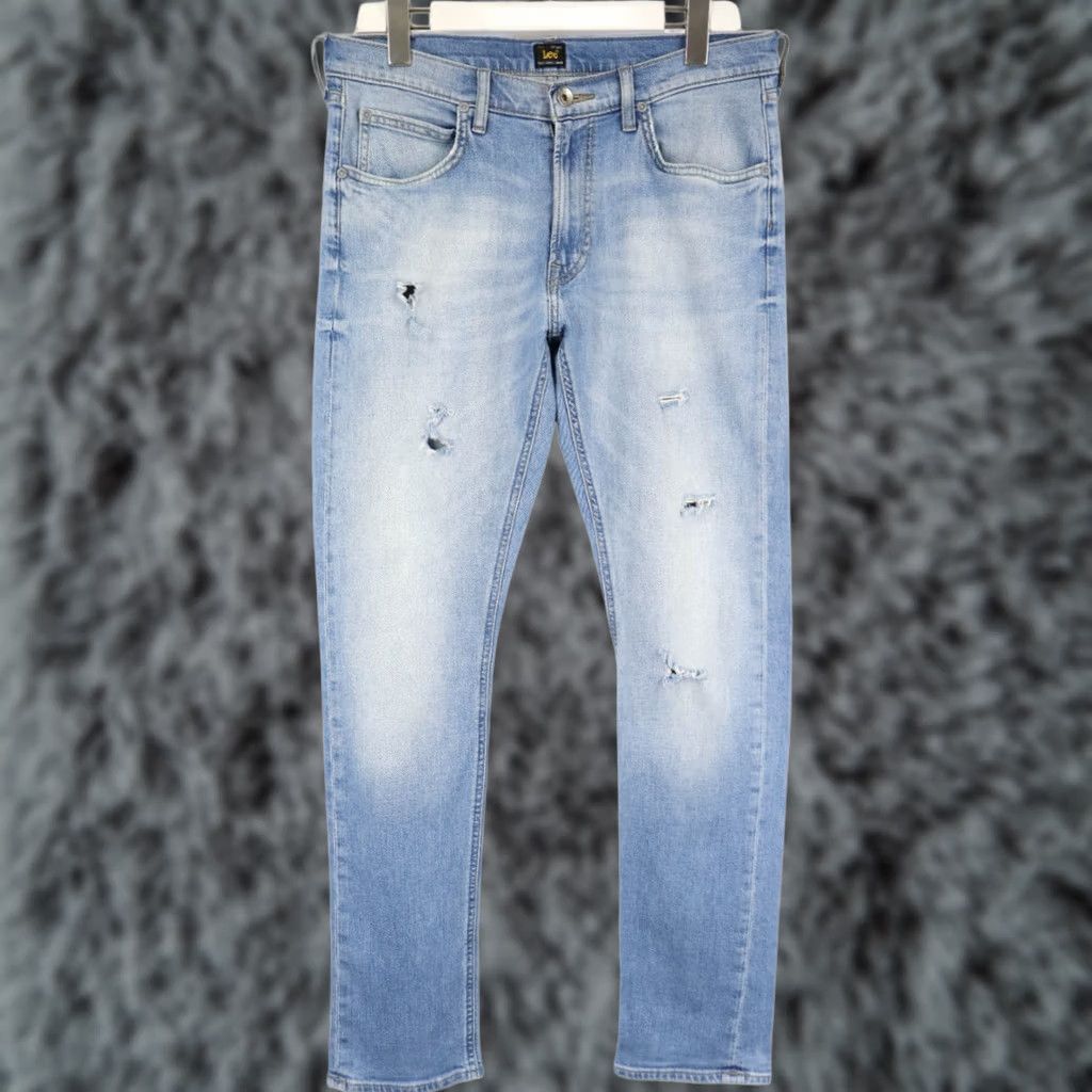 Lee Lee Luke Jeans Men's Slim Fit Blue W32/L32 Stretch Distressed Fade Effect Size US 32 / EU 48 - 1 Thumbnail