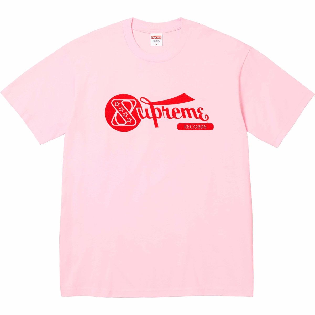 Image of Supreme Records Logo Tee Short Sleeve Light Pink T-Shirt Xl, Men's