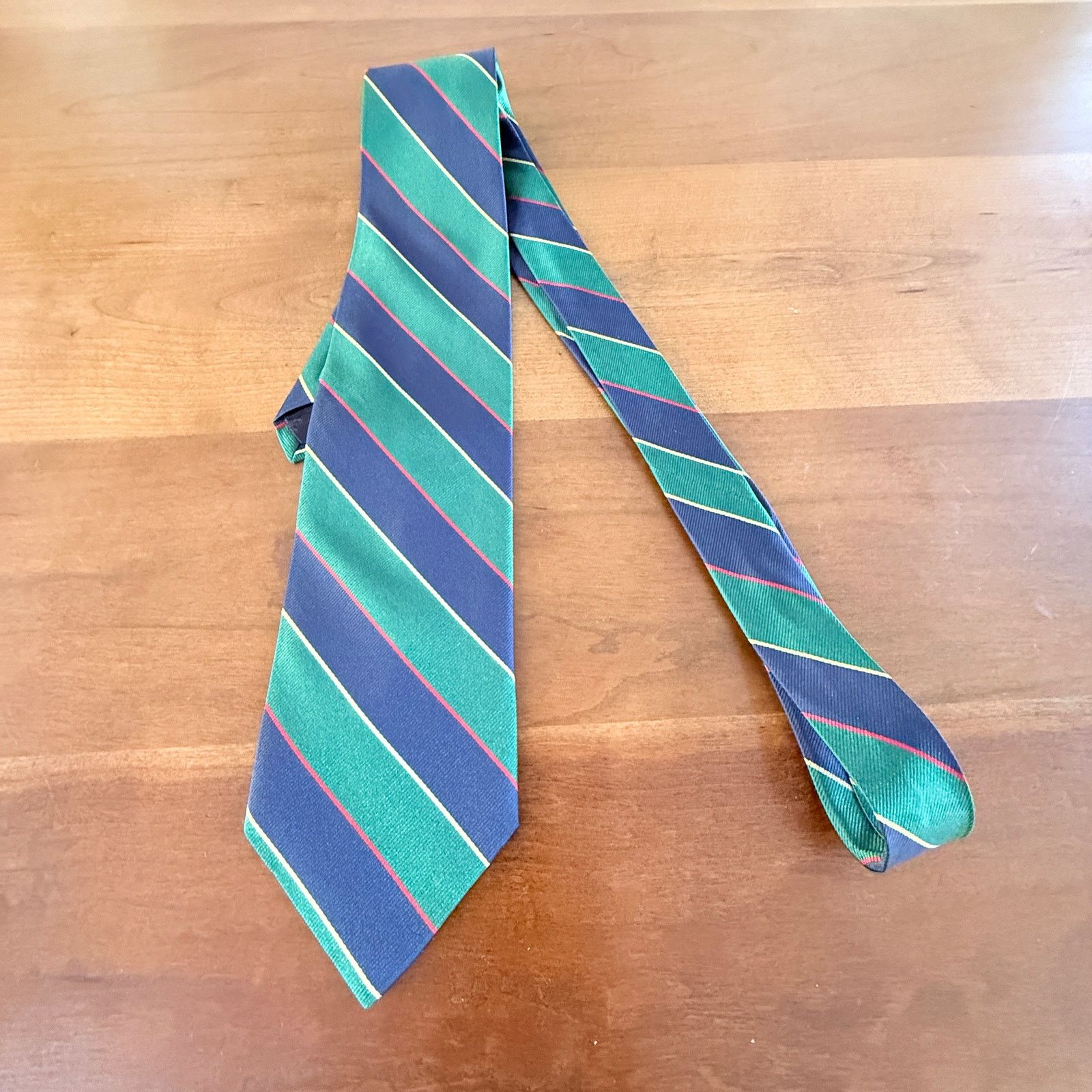Brooks Brothers Brooks Brothers 346 Green & Navy Striped Silk Tie Size ONE SIZE - 1 Thumbnail