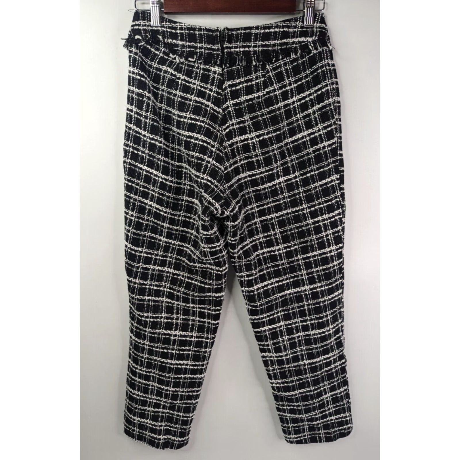 Vintage Smak Parlour Women's Capris Pants Black Plaid Knit Stretch Crop High Rise Regular Size S Capris Retro Size 28" / US 6 / IT 42 - 3 Thumbnail