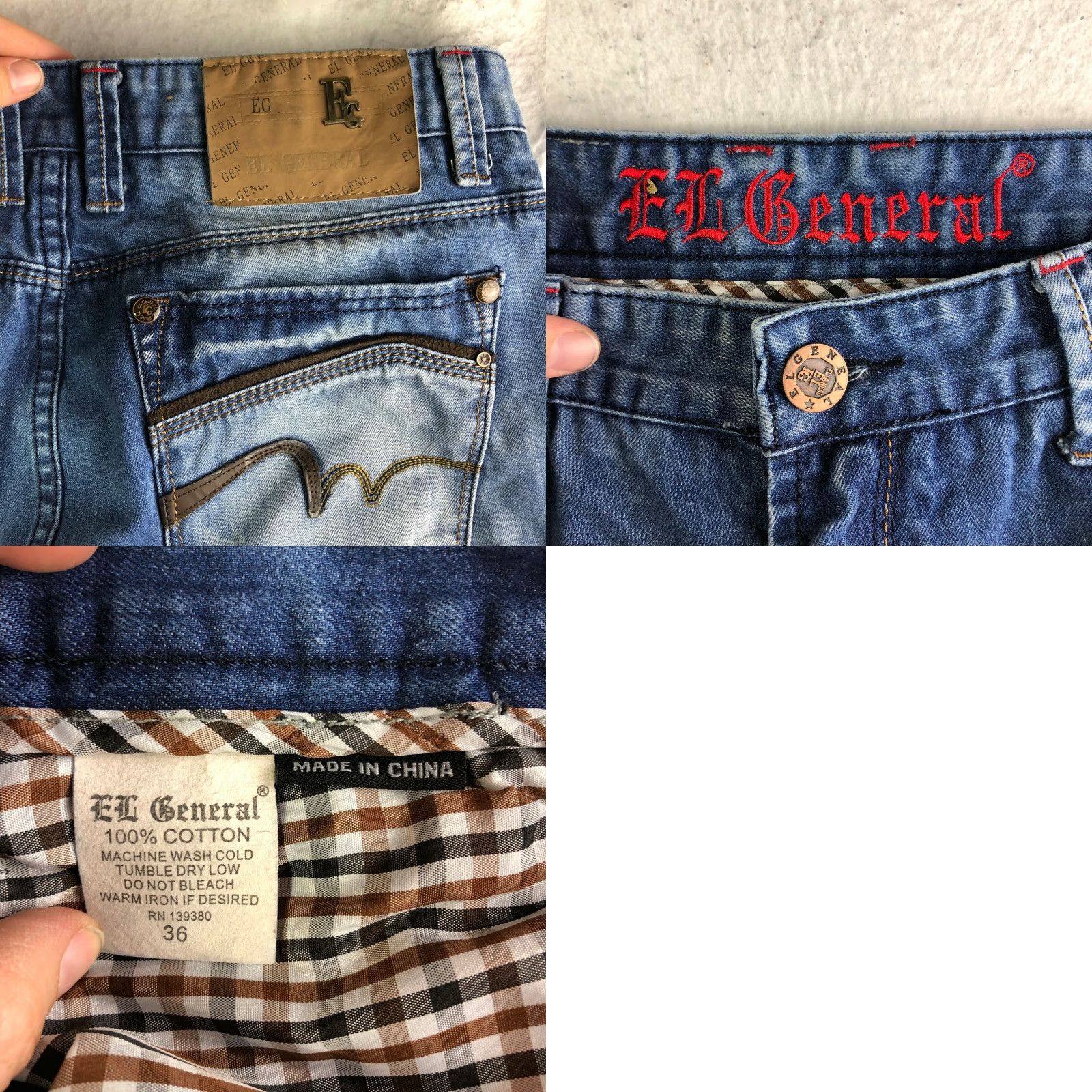 Vintage El General Mid Rise Straight Leg Jeans Mens Size 36 Medium Wash Blue Denim Cotton Size US 36 / EU 52 - 8 Thumbnail