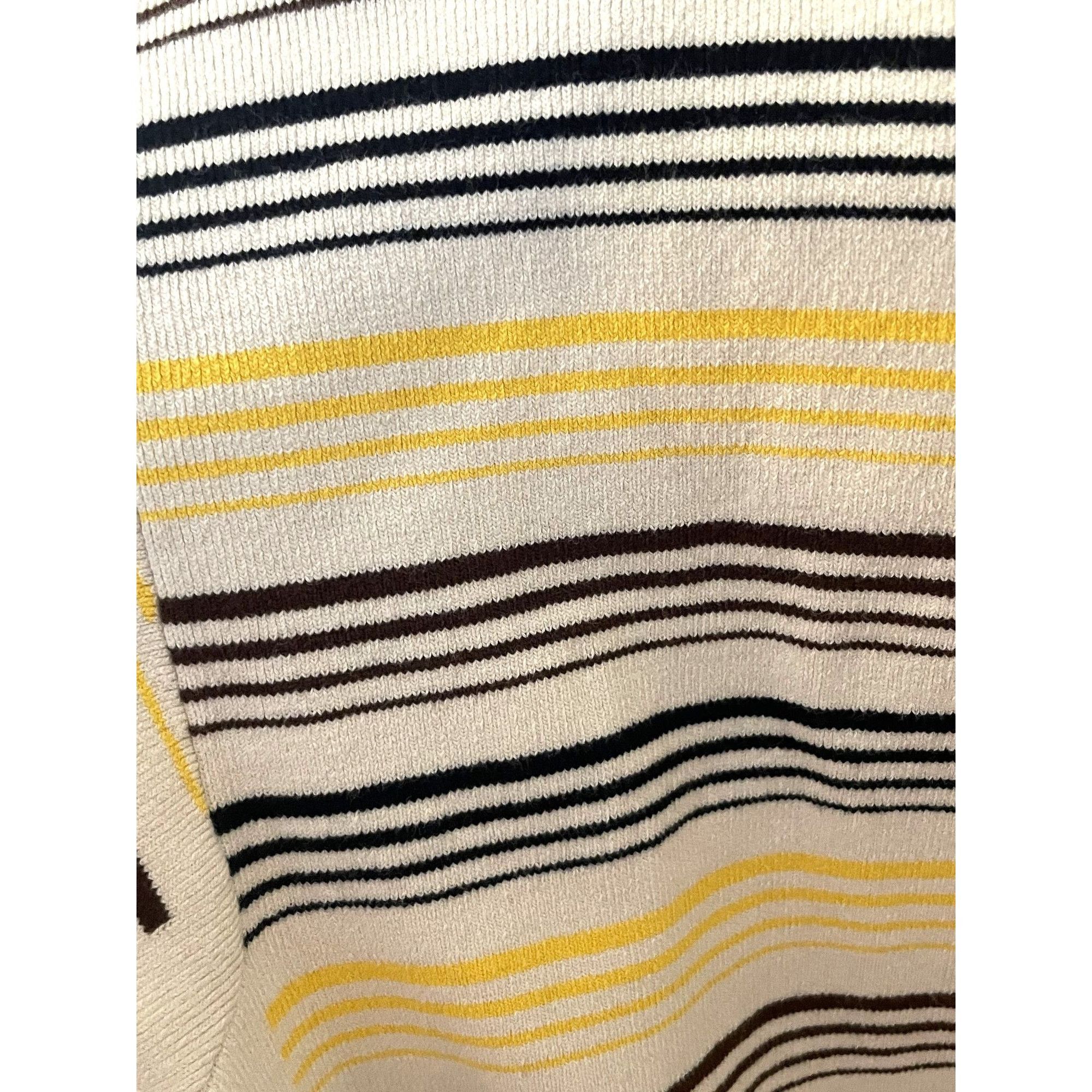 Miu Miu Miu Miu Womens Striped Knit Polo Shirt Beige Yellow Black Ma Size M / US 6-8 / IT 42-44 - 5 Thumbnail