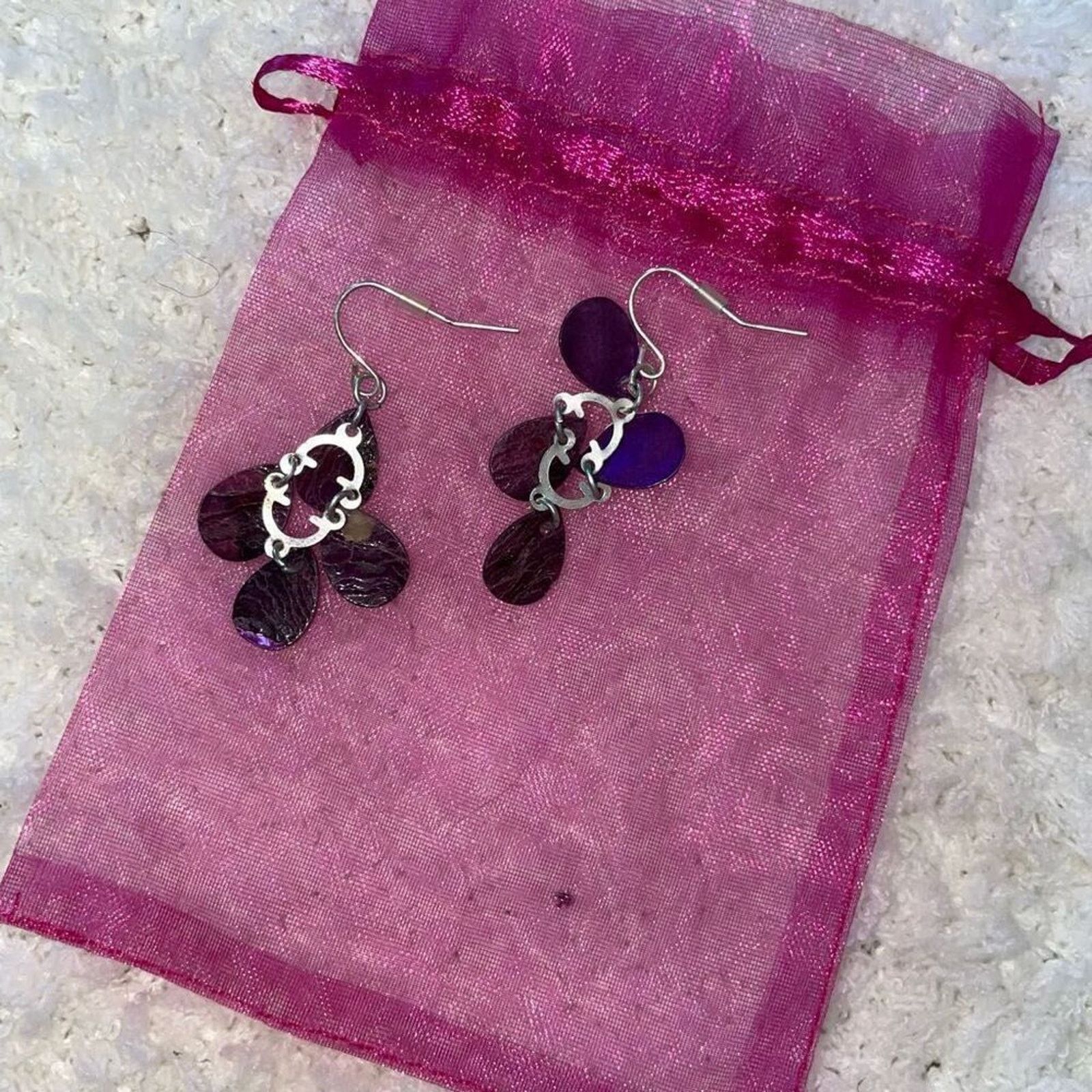 Other Dark Purple and Silver Multi-Pendant Drop Earrings | Sz OS Size ONE SIZE - 2 Thumbnail
