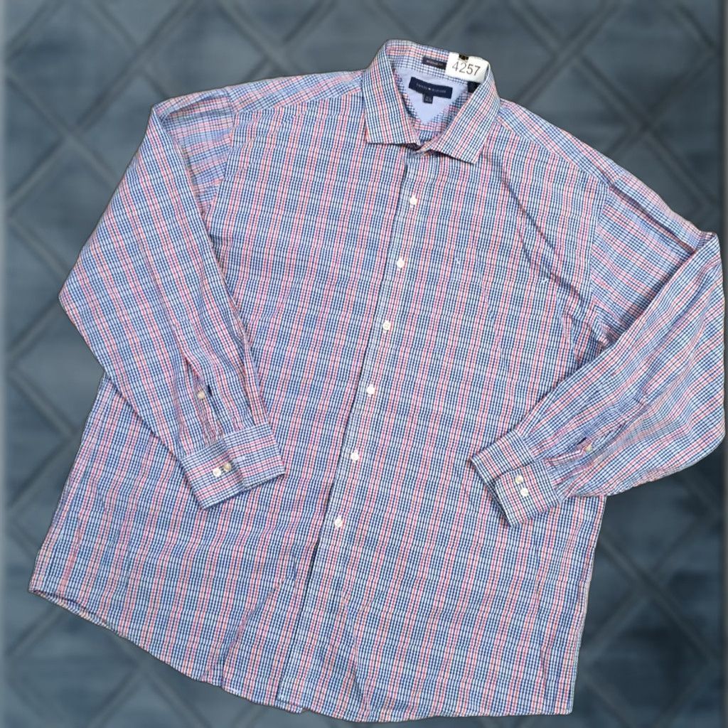 Tommy Hilfiger Tommy Hilfiger Shirt Mens 17.5 Blue Red Plaid Long Sleeve Button Up Size US XXL / EU 58 / 5 - 1 Thumbnail