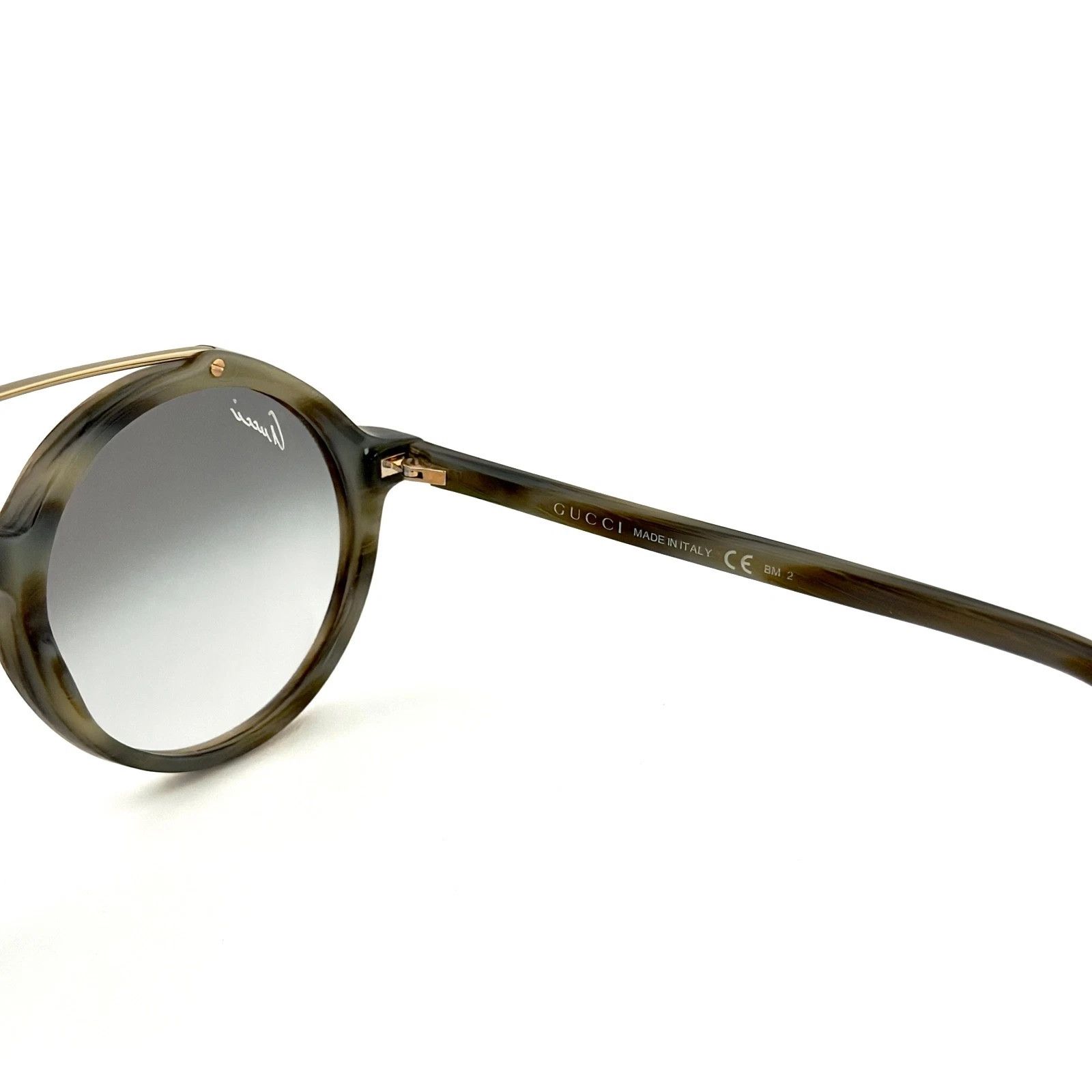 Gucci GUCCI 3602 Round Green Olive Horn Retro Sunglasses GG3602S Size ONE SIZE - 7 Thumbnail