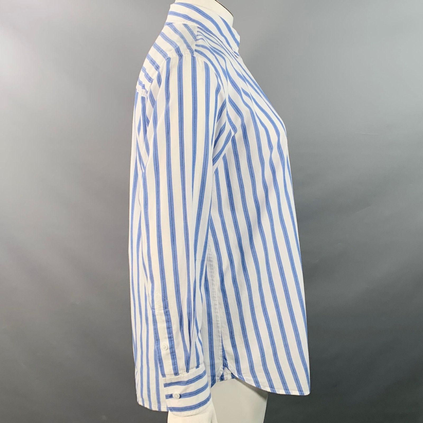 Equipment EQUIPMENT Blue White Cotton Stripe Button Down Collar Shirt Size L / US 10 / IT 46 - 3 Thumbnail