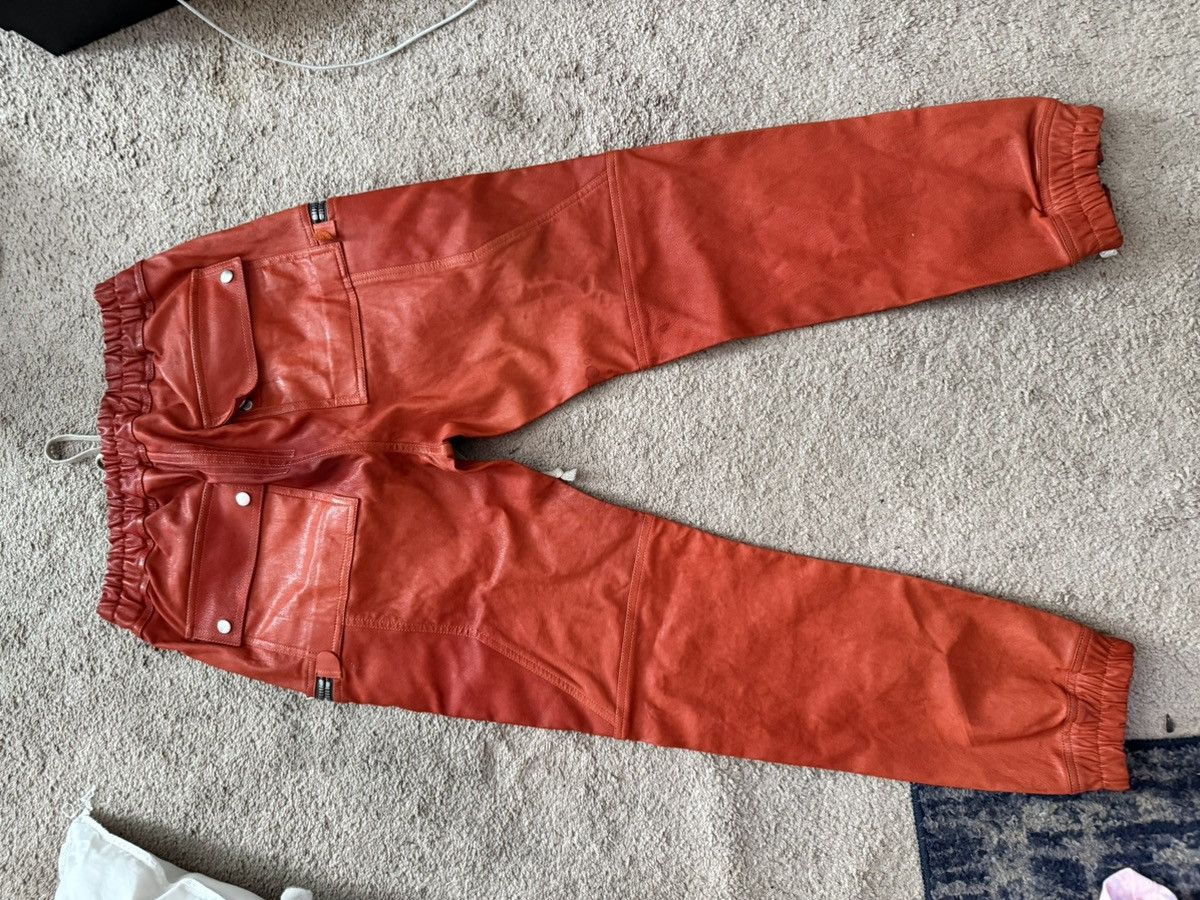 Rick Owens Rick Owens Orange Leather Trouser Size US 42 / EU 58 - 4 Thumbnail