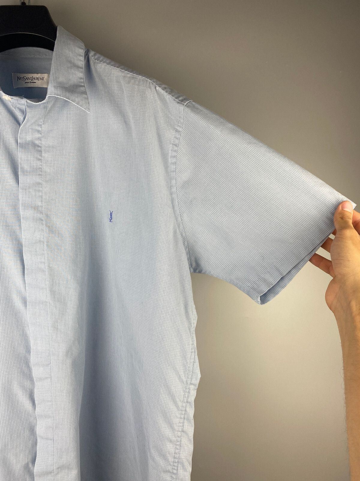 Yves Saint Laurent Yves Saint Laurent YSL Luxury Check Short Sleeve Shirt Size US L / EU 52-54 / 3 - 6 Thumbnail