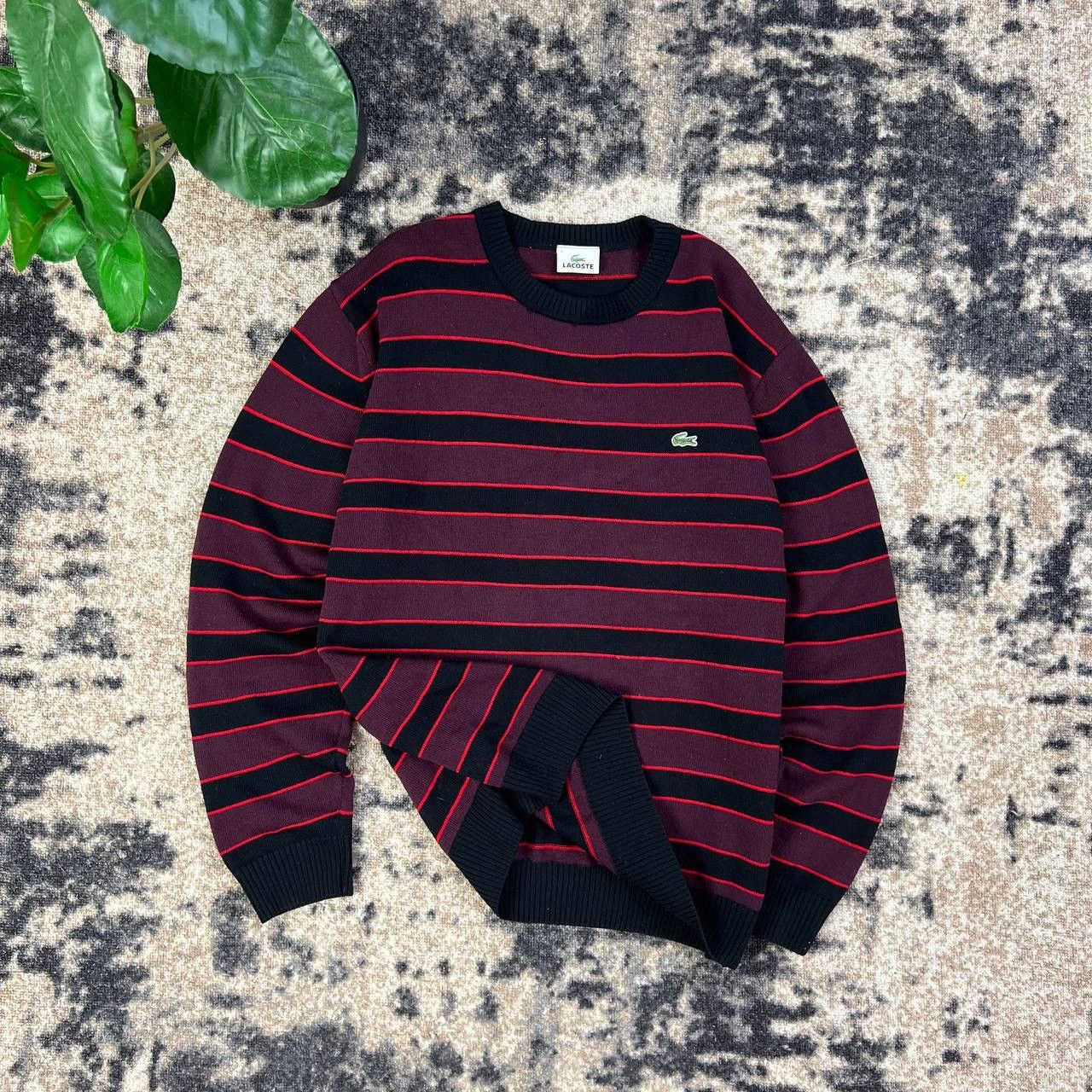 Lacoste Mini Logo Luxury Striped Sweater Streetwear Style