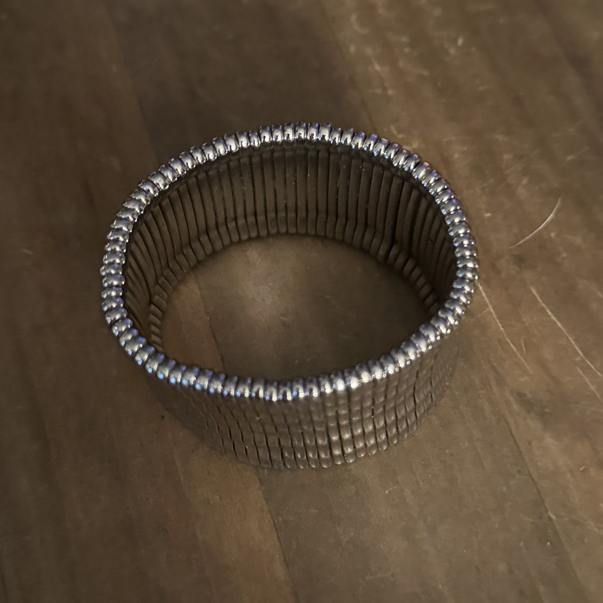 Other Wide silver tone bamboo bar stretch bracelet Size ONE SIZE - 6 Thumbnail