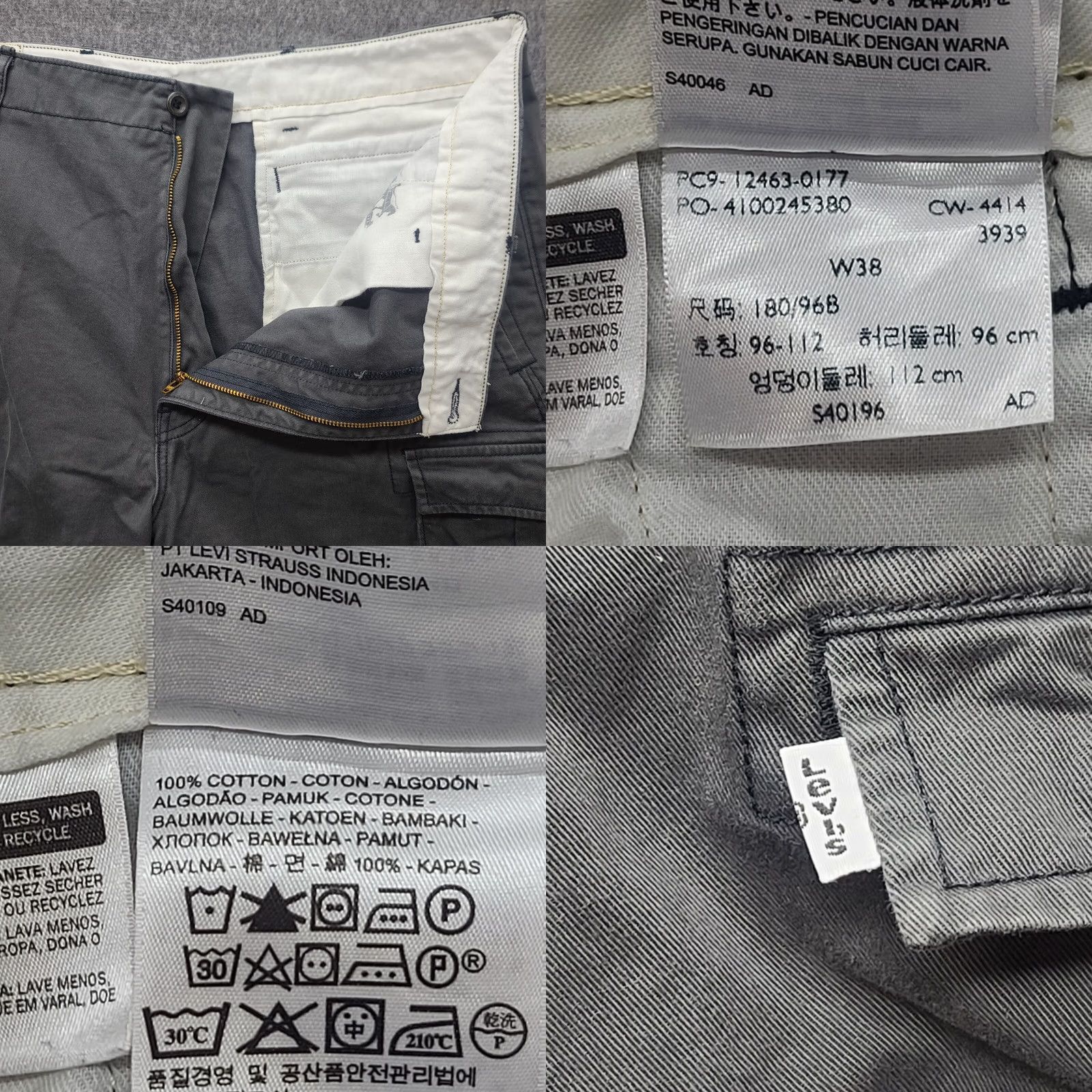 Levi's Levi's Cargo Shorts Mens Regular 38 Inseam 11" Gray Cotton Button Zipper Front Pocket 90s Outdoor Casual Travel Workwear Mens Size US 38 / EU 54 - 8 Thumbnail