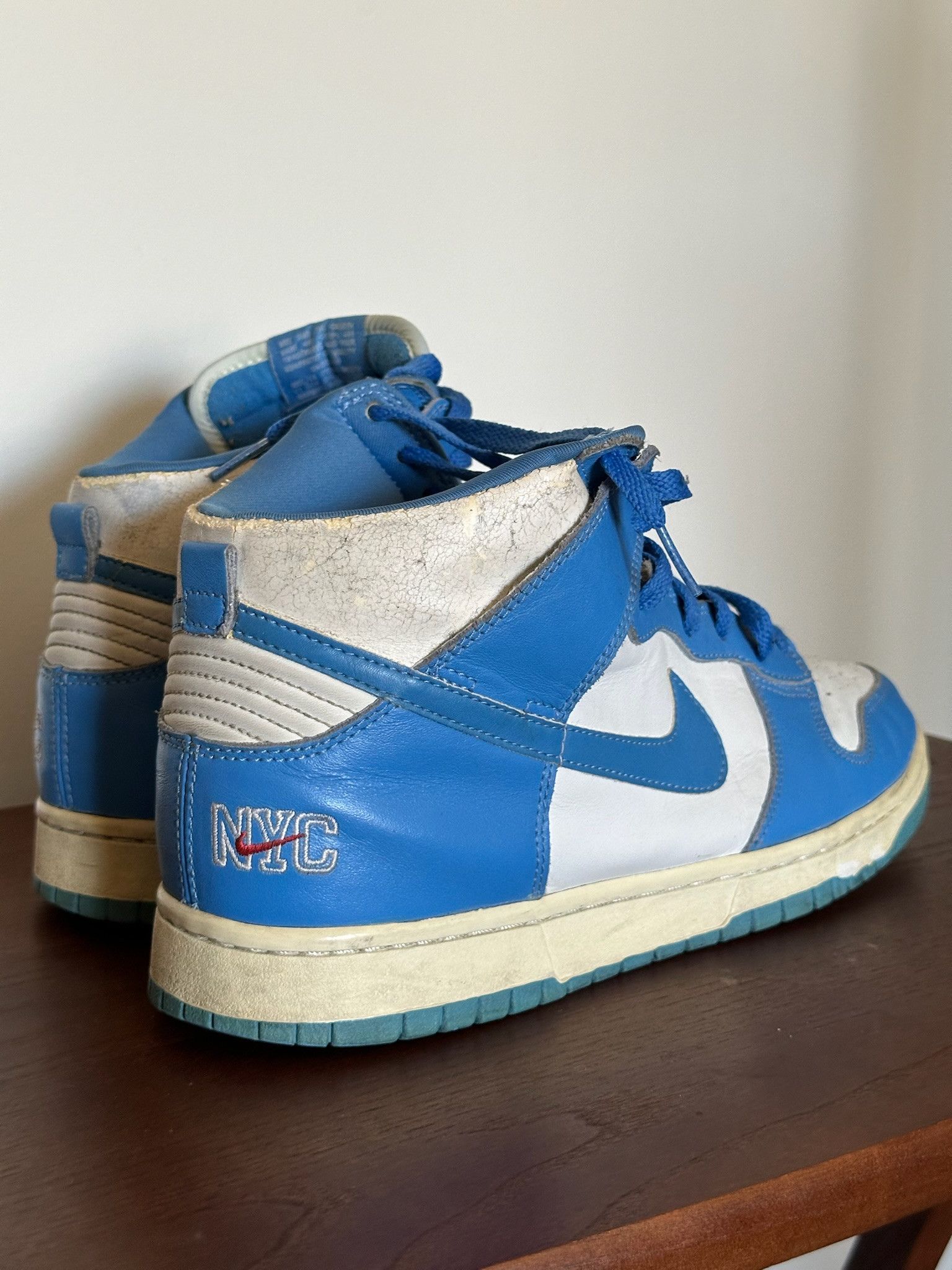 Nike 1999 Nike Dunk High LE White Carolina Blue UNC NYC Size US 11 / EU 44 - 5 Thumbnail