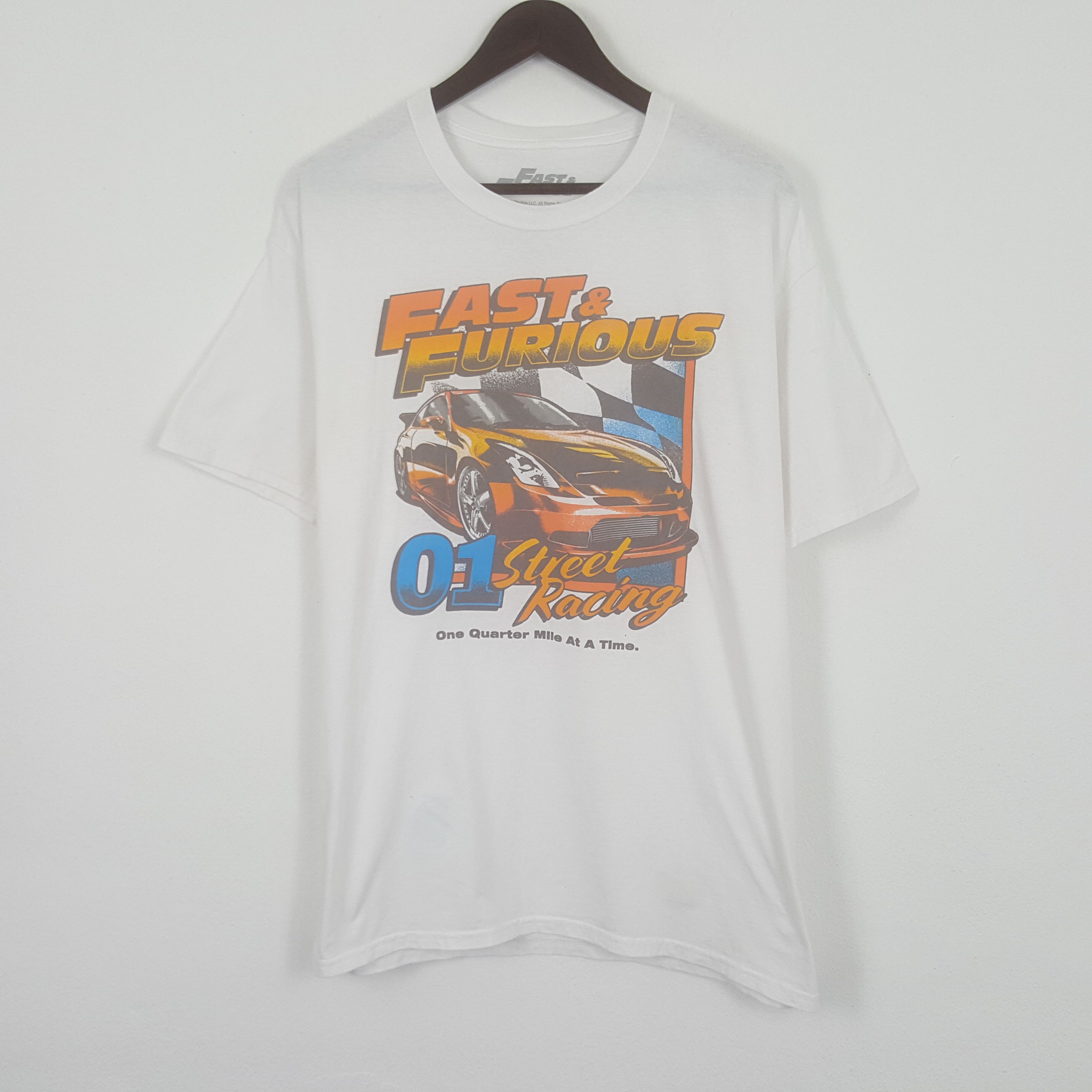image of Vintage Fast & Furious American Movie Tshirt in White, Men's (Size Large)