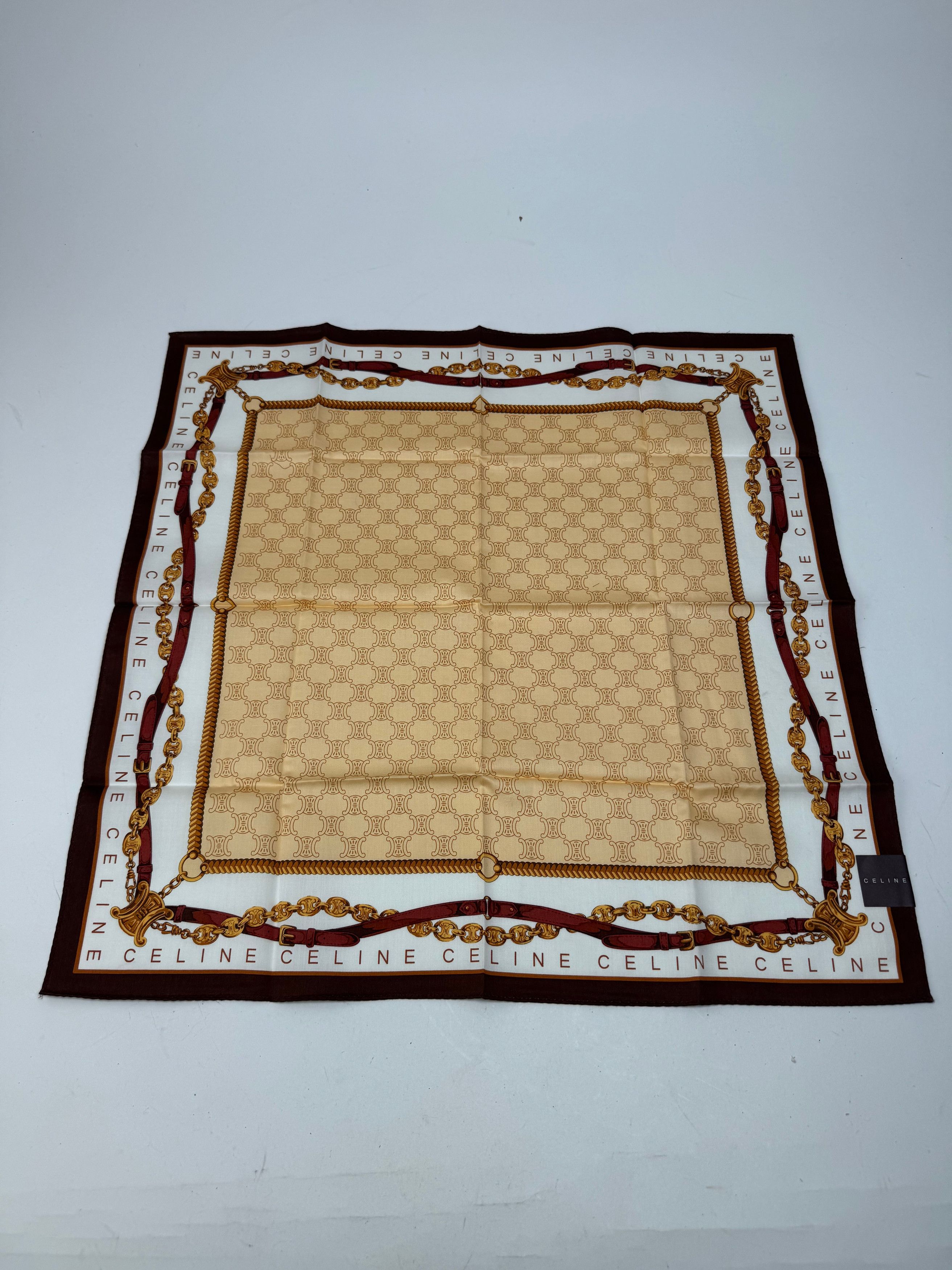 Vintage Paris Monogram Scarf Gold Brown White