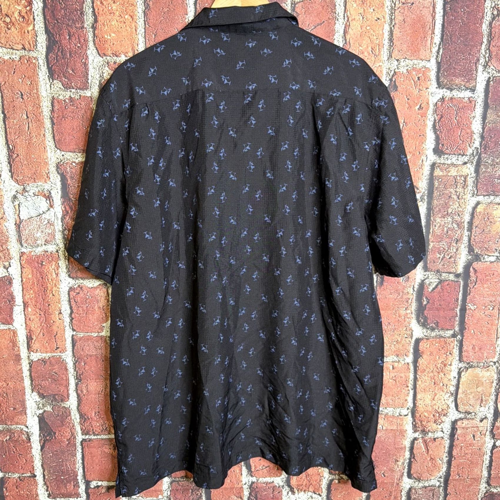 Haggar Haggar Button-Up Shirt Black Short Sleeve 2XLT Haggar Cool 18 Tec Mens Button Front 27" Pit 33" Back Hem Regular Big & Tall Size US XXL / EU 58 / 5 - 3 Thumbnail