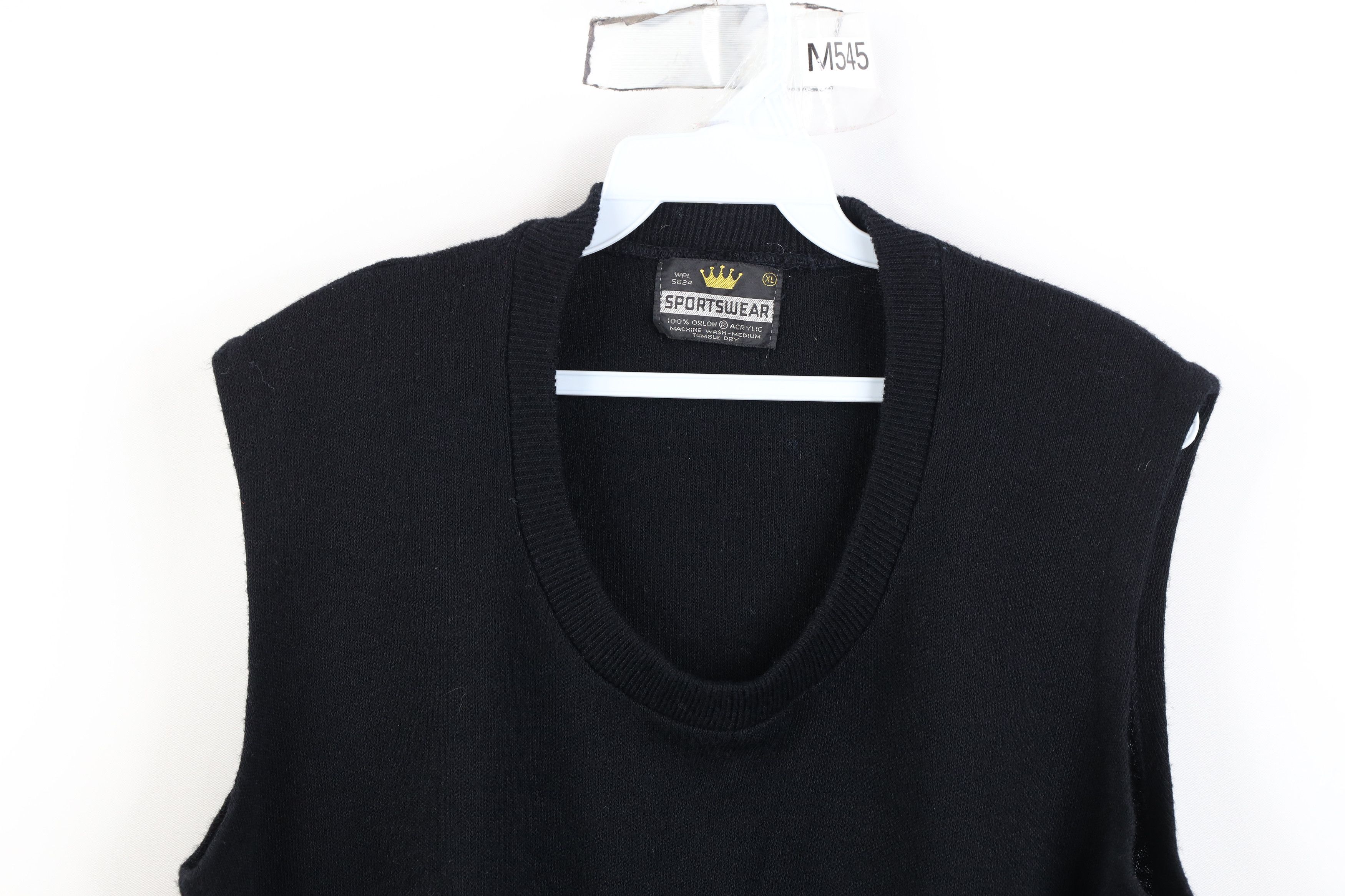 Vintage Vintage 70s Streetwear Sleeveless Sweater Vest Black USA Size XL / US 12-14 / IT 48-50 - 2 Thumbnail