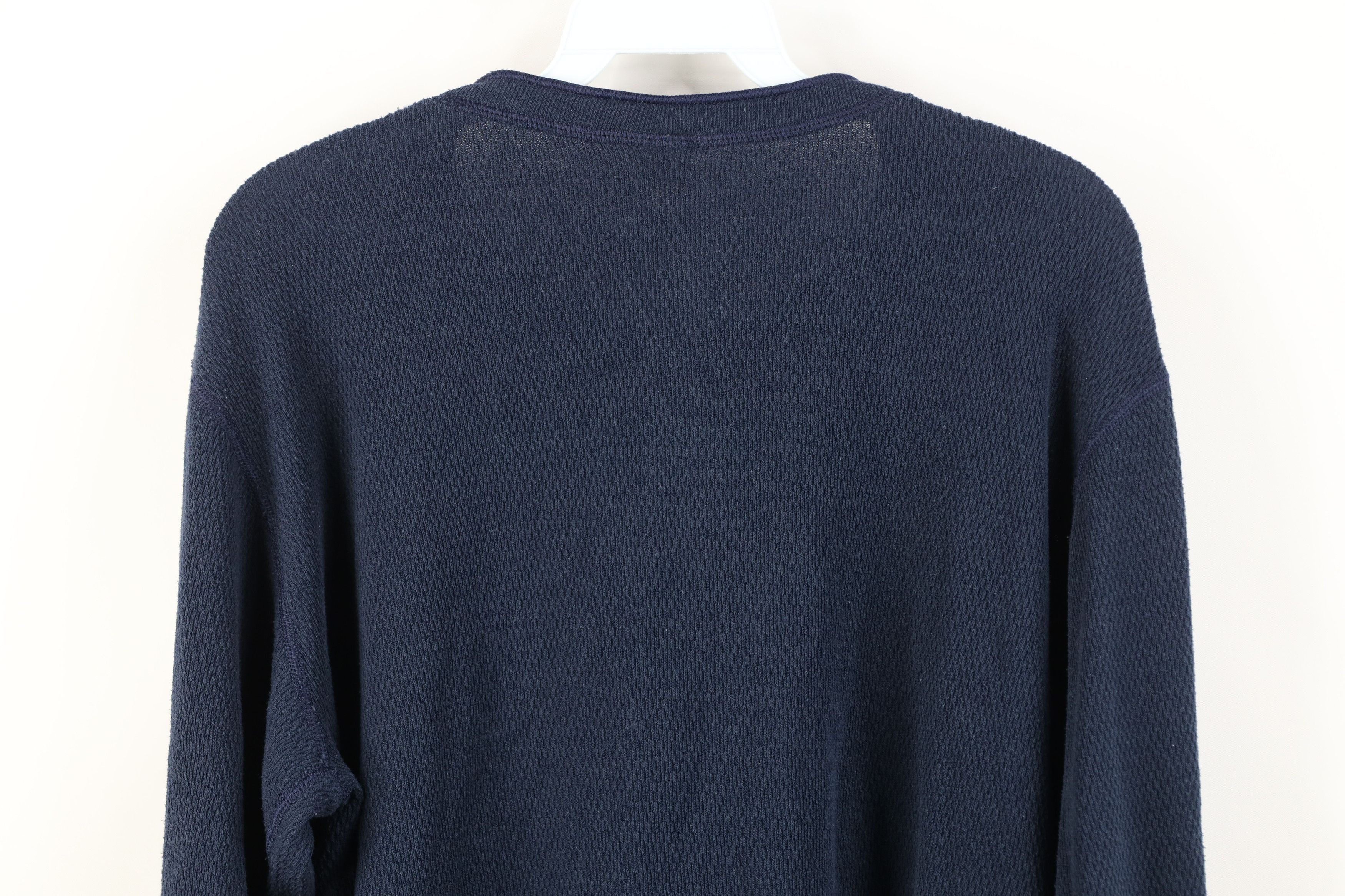 Vintage Vintage 90s Streetwear Waffle Knit Henley T-Shirt Blue Size US L / EU 52-54 / 3 - 12 Thumbnail