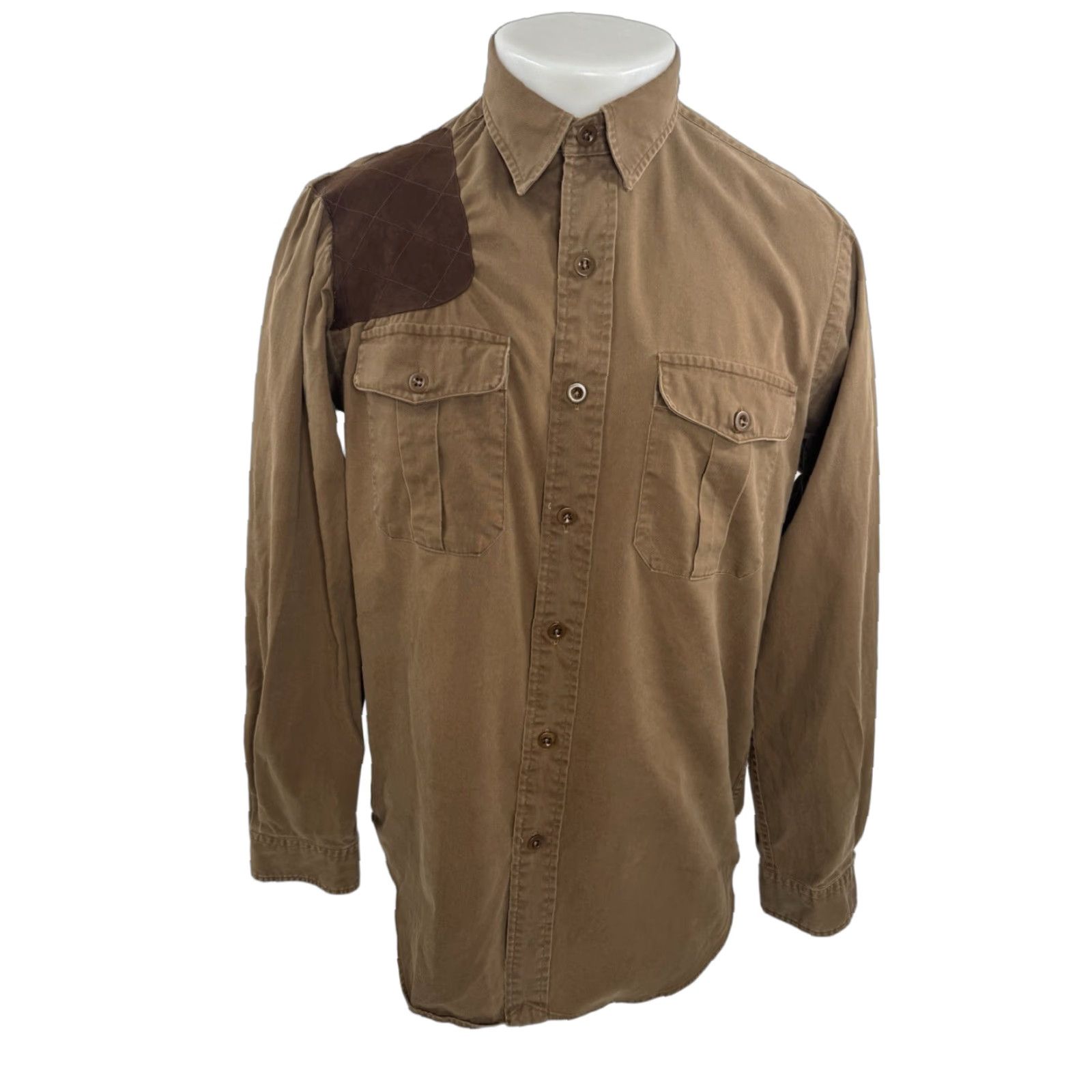 Polo Ralph Lauren Polo Ralph Lauren Shirt Mens M Shoulder Patch Shooting Style Button-Up Long Sleeve Brown 90s Mens Shirt Size US M / EU 48-50 / 2 - 1 Thumbnail