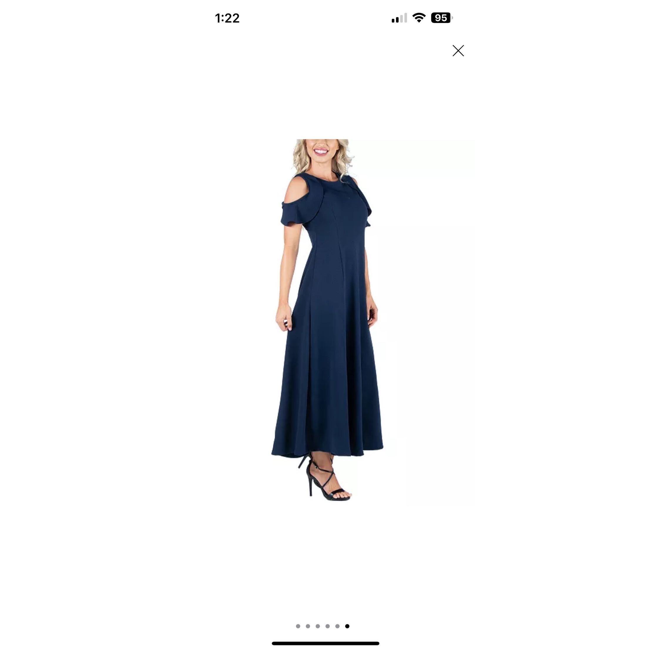 Other 24seven Comfort Apparel Ruffle Cold Shoulder Maxi Dress, For Size 3XL / US 20-22 - 4 Thumbnail