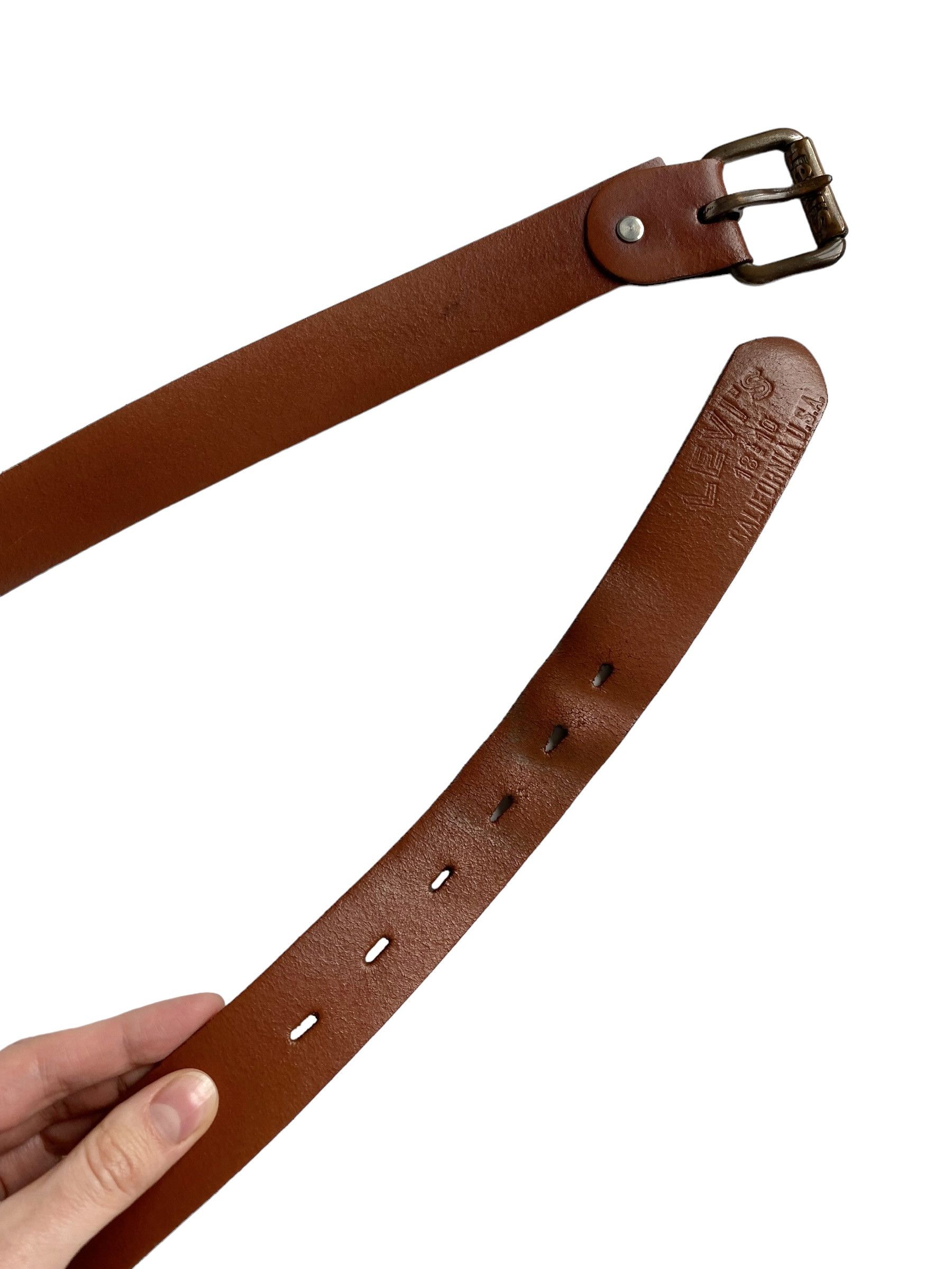 Levi's × Vintage Vintage Levi's Thick Leather Brown Belt (M) Size 32 - 4 Thumbnail