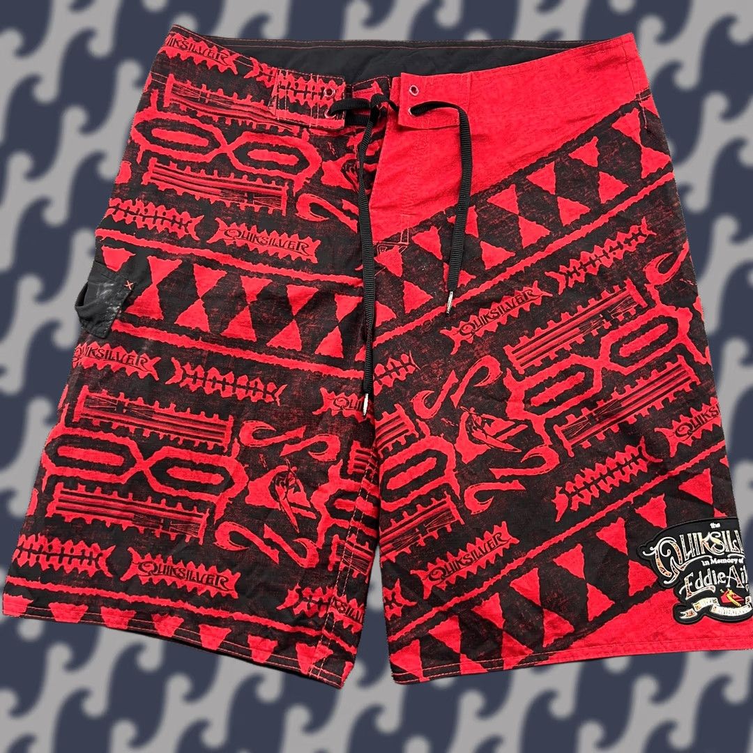 Quiksilver VINTAGE Quiksilver Mens Board Shorts Size 32 Eddie Aikau Red Black Drawstring Size US 32 / EU 48 - 1 Thumbnail