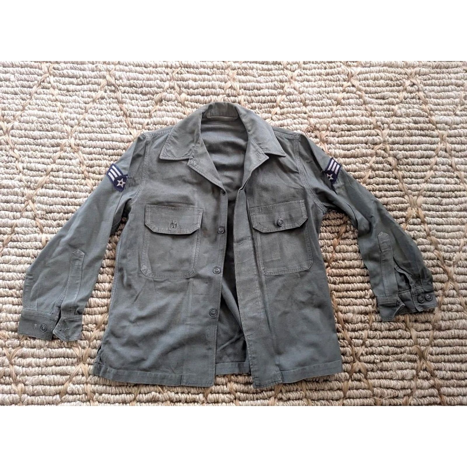 Vintage VINTAGE US Army sage green UTILITY shirt M Mens long sleeve Cotton USAF patch pattern WWII 40-42 chest 36-38 Boys Girls? Size US M / EU 48-50 / 2 - 2 Thumbnail