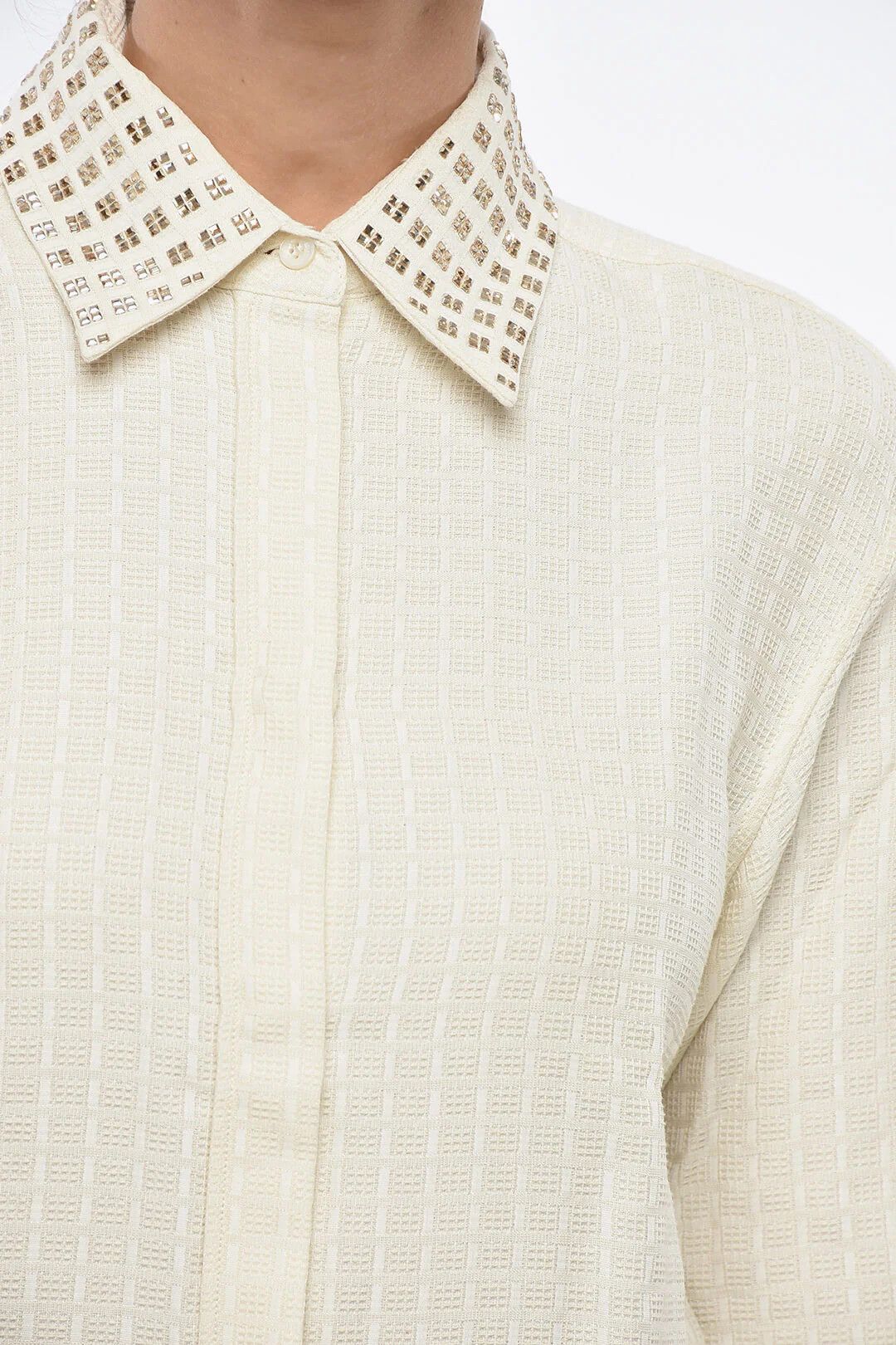 Golden Goose og1mm0426 Cotton-Blend Blouse in Beige Size L / US 10 / IT 46 - 3 Thumbnail