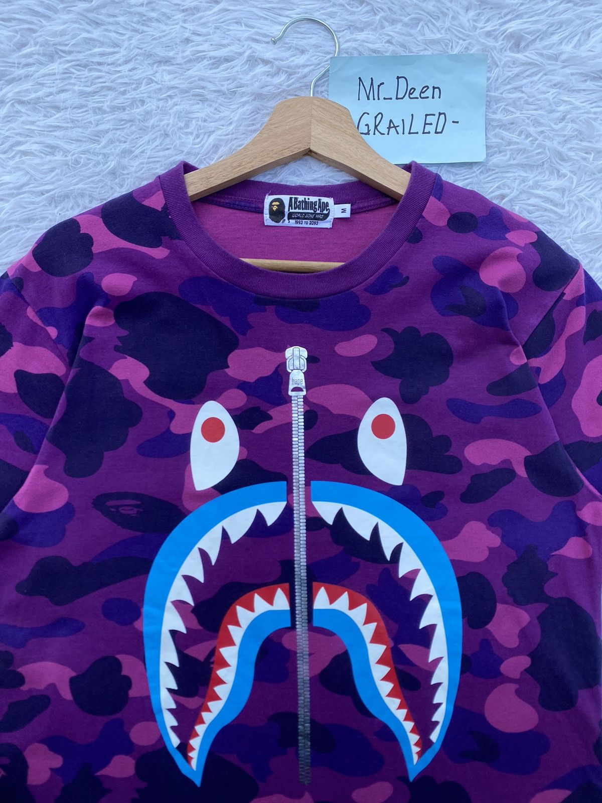 Bape Rare Bape Shark Camo Purple Tshirt Size US M / EU 48-50 / 2 - 2 Thumbnail