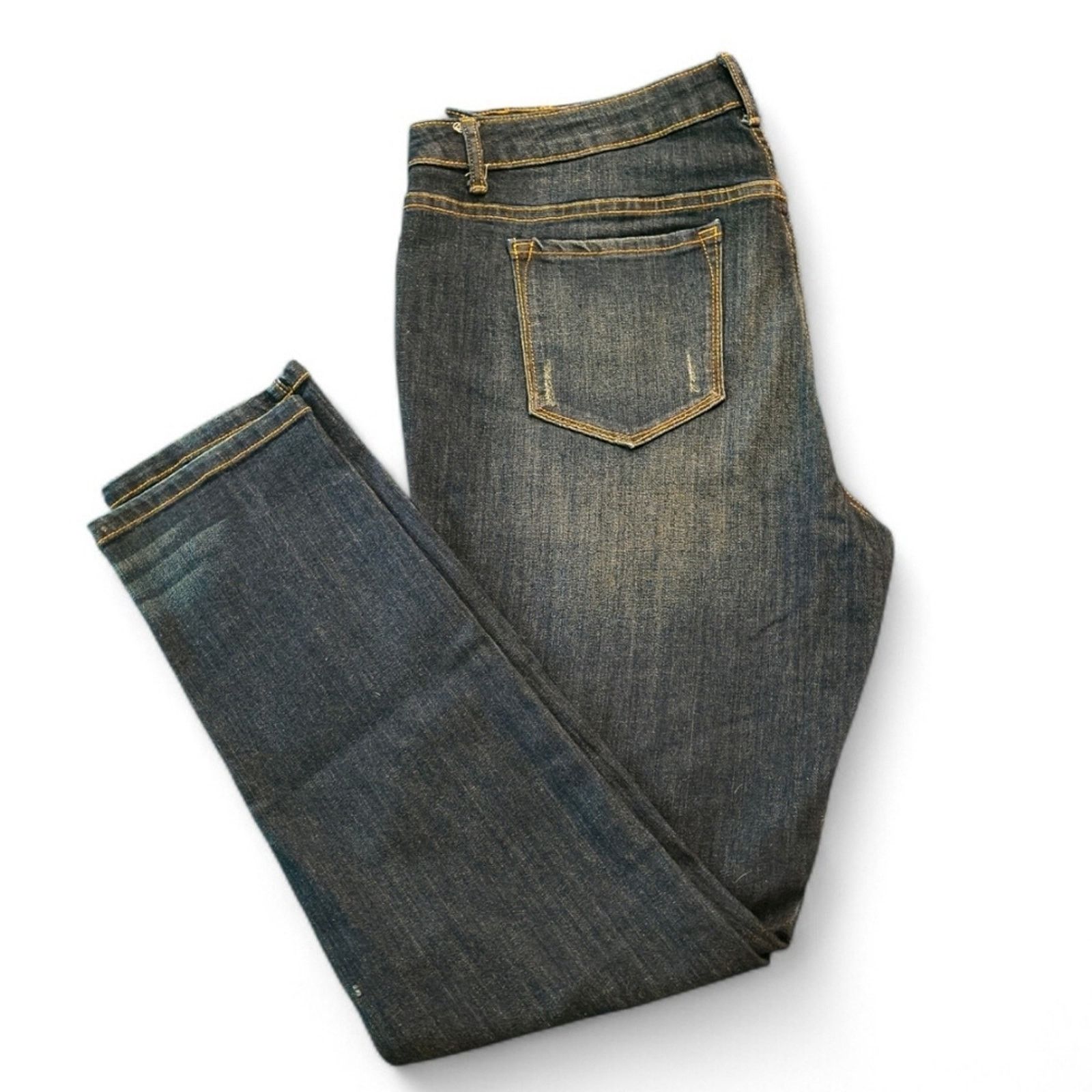 Vera Wang Simply Vera Vera Wang Skinny Jeans Size 14 Dark Wash Yellow Size 36" / US 14 / IT 50 - 9 Thumbnail