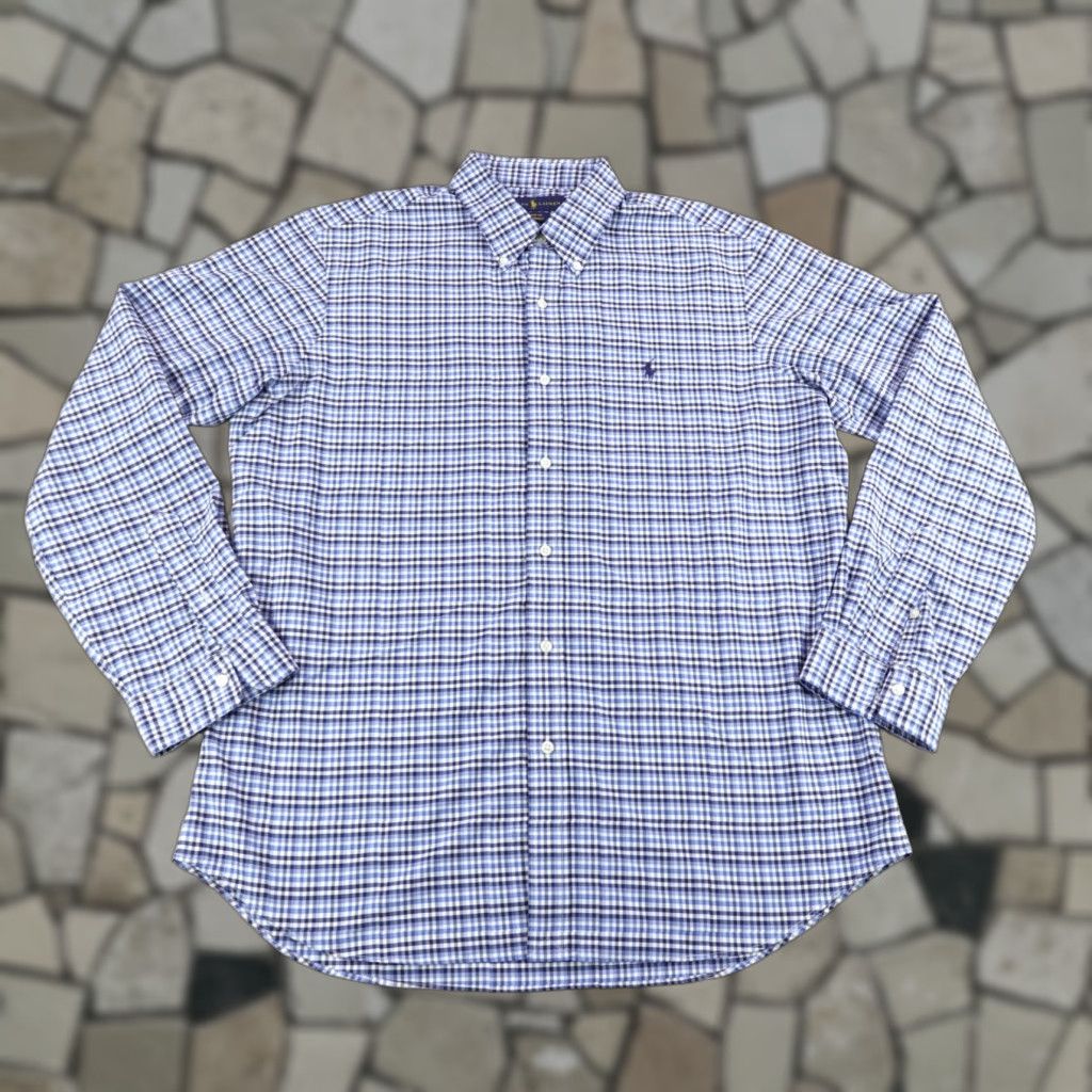 Ralph Lauren VINTAGE Ralph Lauren Shirt Mens XL Blue Gingham Plaid Classic Fit Button-Up Size US XL / EU 56 / 4 - 1 Thumbnail