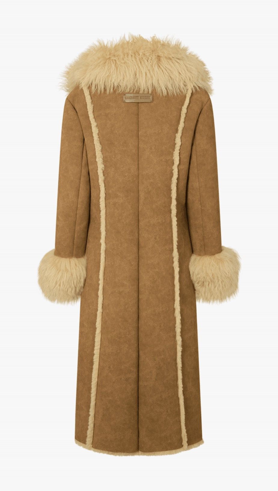 Other Indie 70's Tan Lambskin Shearling Trim Longline Coat Size M / US 6-8 / IT 42-44 - 3 Thumbnail