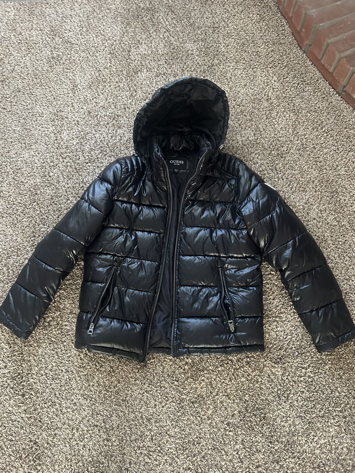Guess Removable Hood Shiny Puffer Jacket