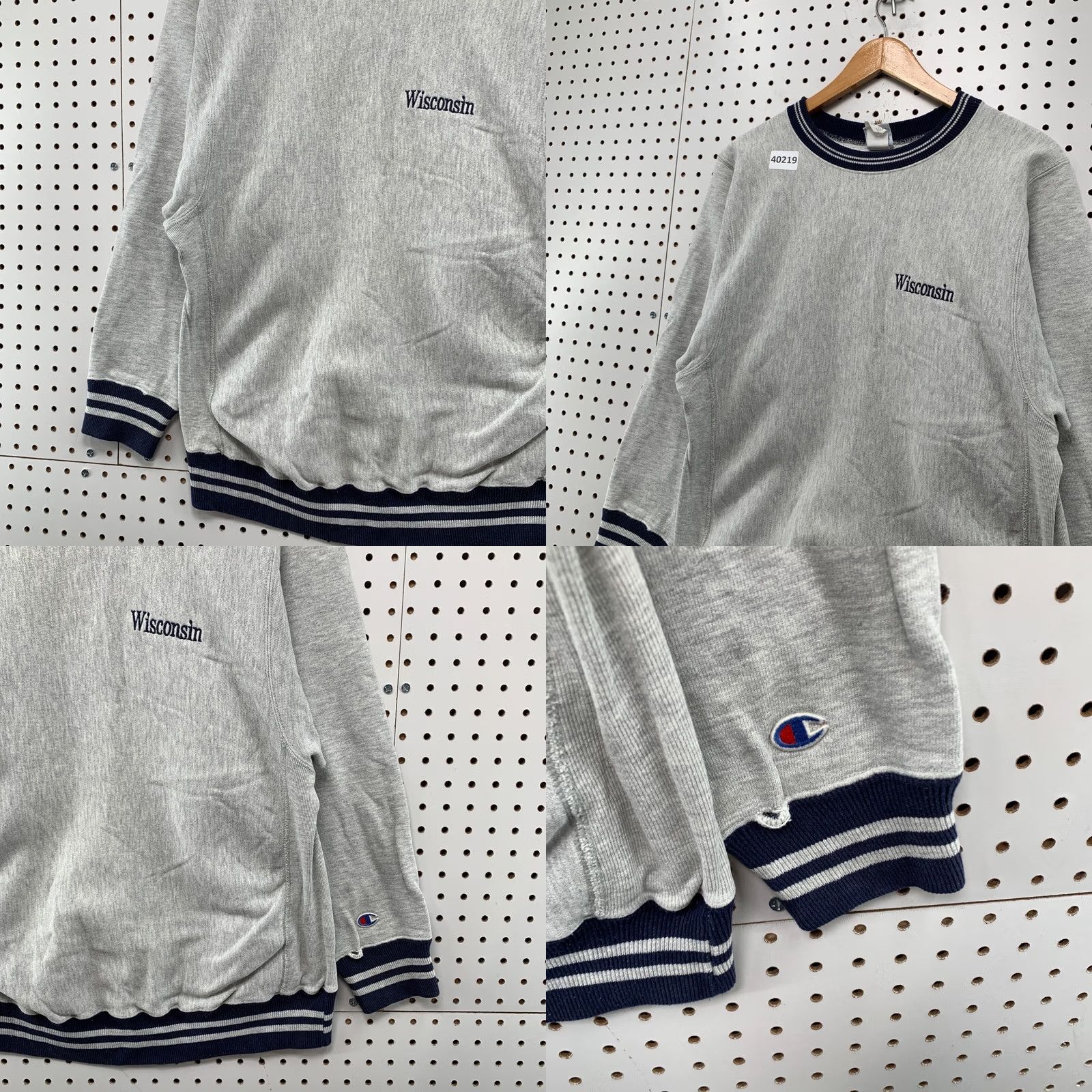 Champion VINTAGE Champion Reverse Weave Sweatshirt Mens M Gray 90s Wisconsin USA 19x27 Size US M / EU 48-50 / 2 - 8 Thumbnail