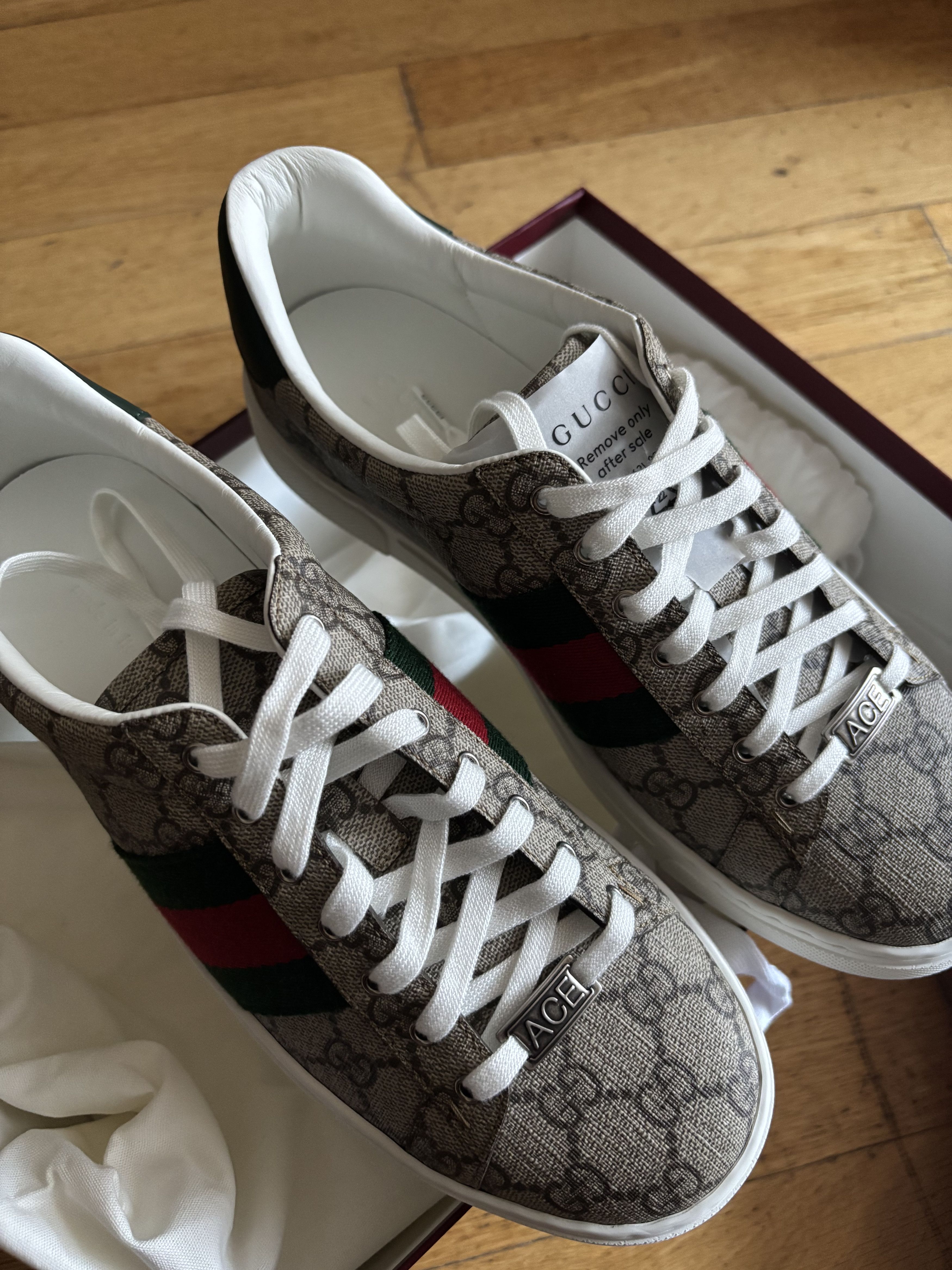 Gucci Men's Ace Canvas and Leather Sneakers Size US 9 / IT 39 - 1 Thumbnail