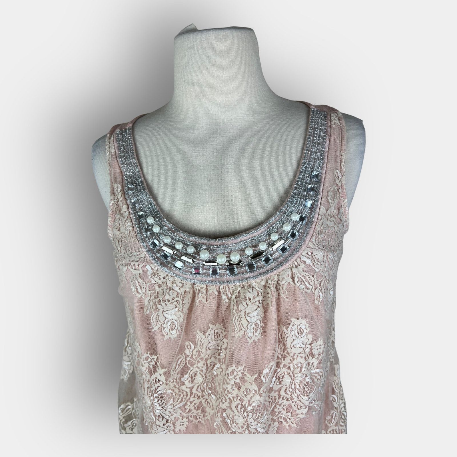 Vintage Lush | Vintage Y2K Women's Lace Embellished Top | Small Size S / US 4 / IT 40 - 3 Thumbnail