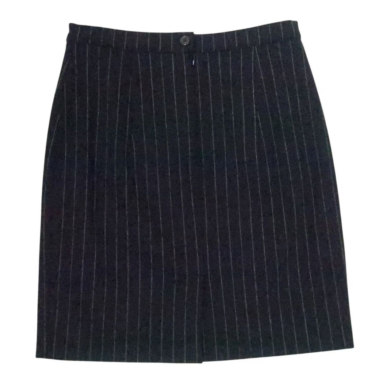 Vintage VINTAGE Monica Bianco Black Pinstripe Wool Pencil Skirt 4 Women 90s Size 27" / US 4 / IT 40 - 3 Thumbnail