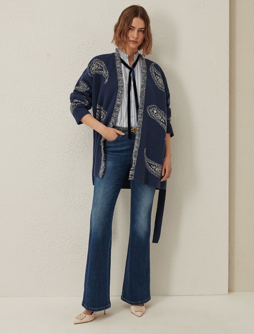 Marella Marella Sonale Cardigan in Cashmere Jacquard Wool Blend Size M / US 6-8 / IT 42-44 - 2 Thumbnail