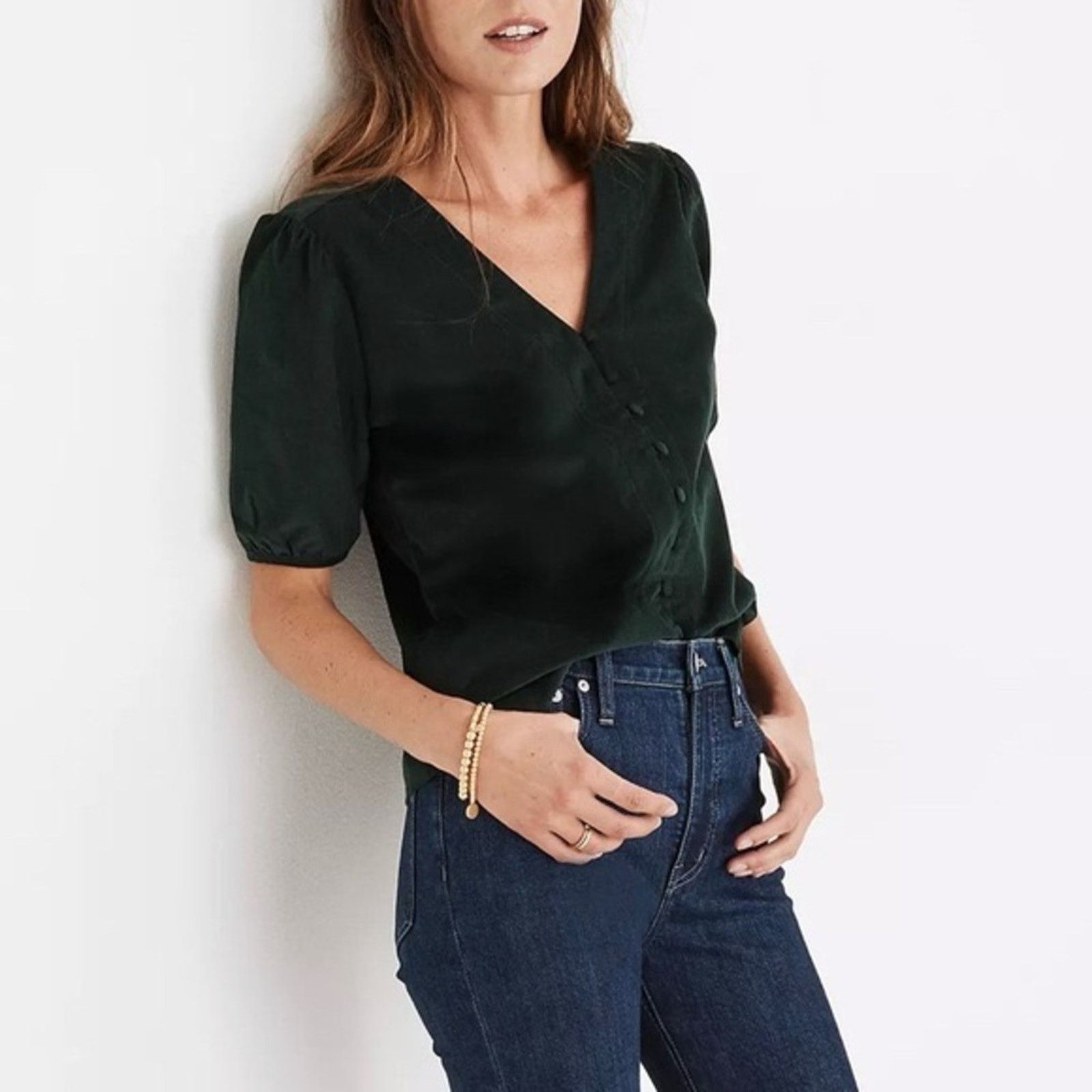 Madewell Madewell Corduroy Puff Sleeve Button Front Top Women's XS Size XS / US 0-2 / IT 36-38 - 1 Thumbnail