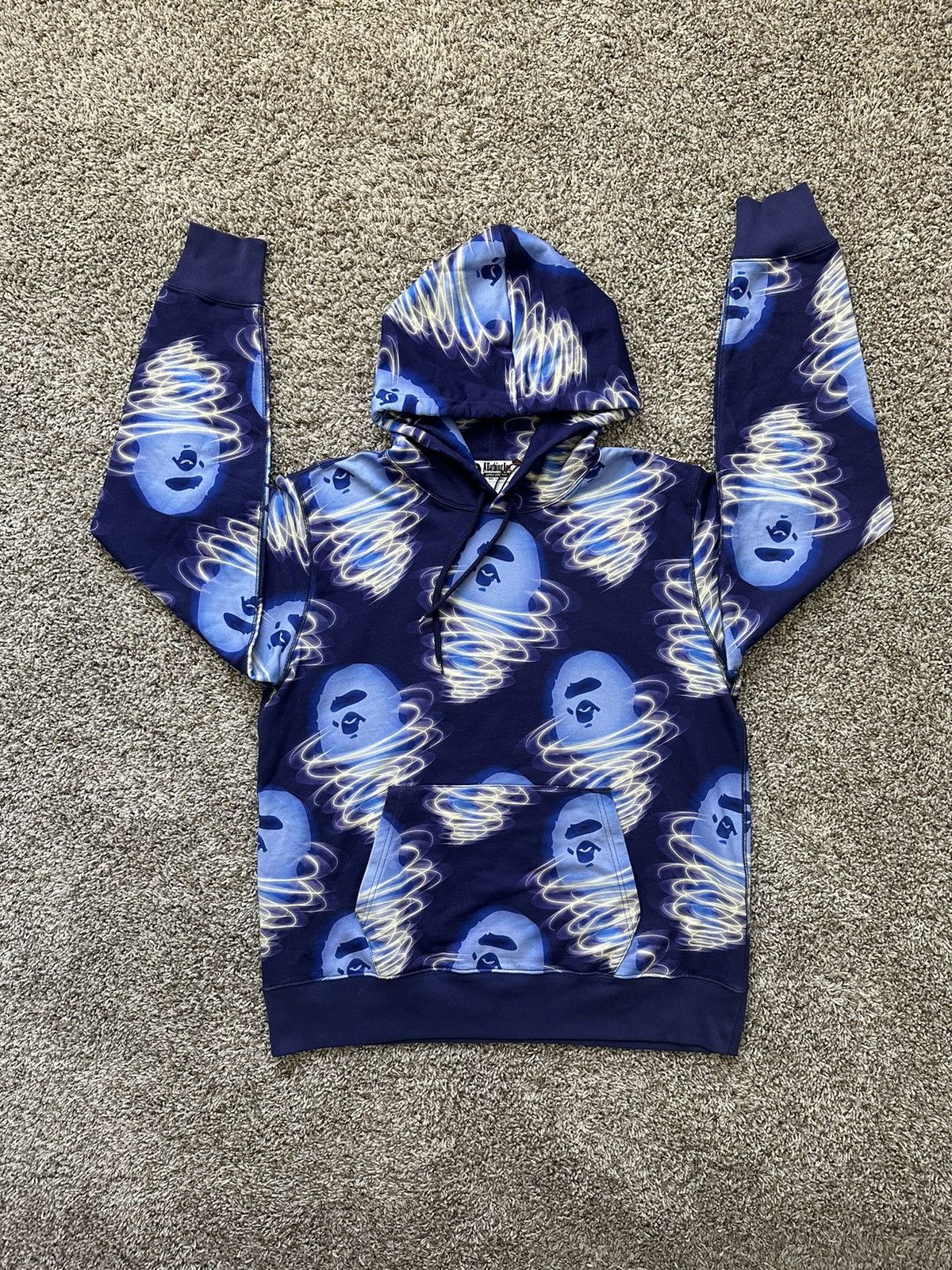 Image of Bape Storm Pullover Hoodie in Navy, Men's (Size 2XL)