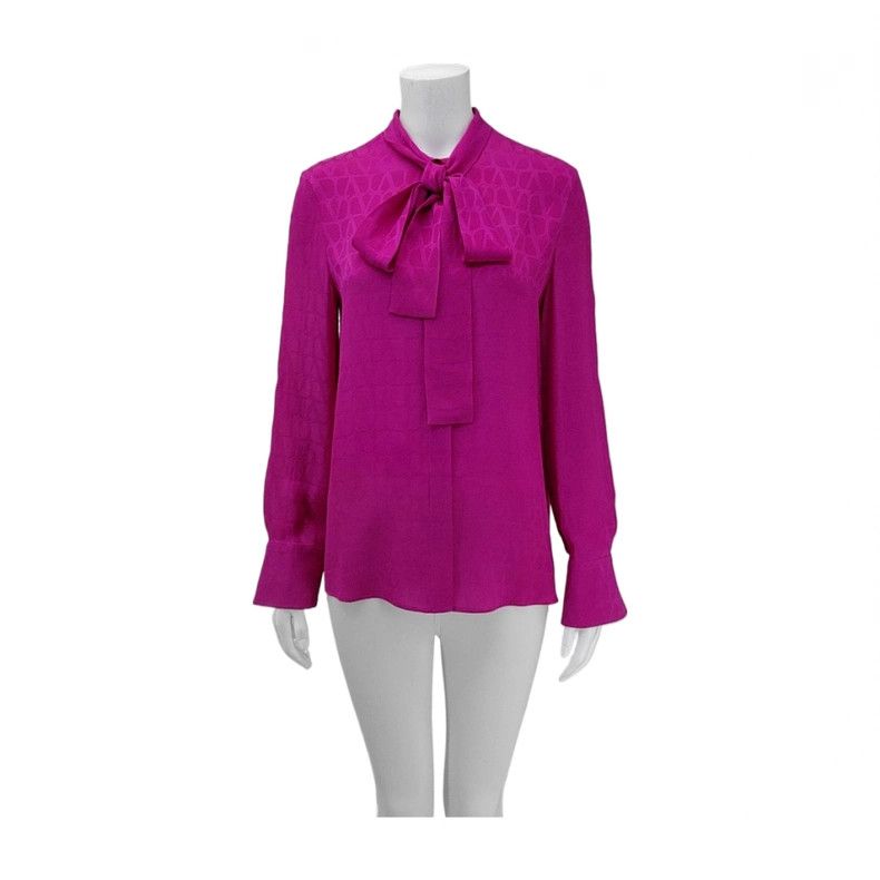 Valentino Valentino Rose red mulberry silk shirt with long sleeves Size S / US 4 / IT 40 - 1 Thumbnail
