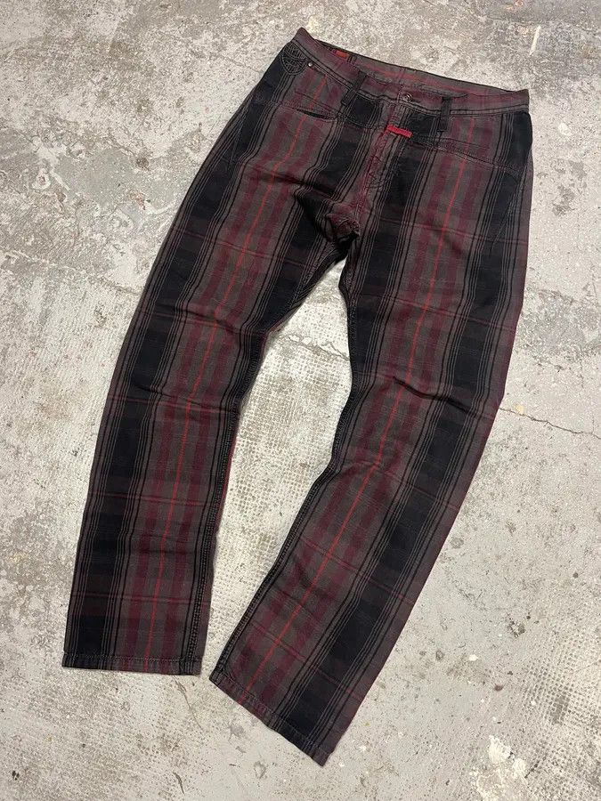 Marithe + Francois Girbaud × Vintage 2000s Marithé + François Girbaud Tartan Effect Striped Pants Size US 32 / EU 48 - 5 Thumbnail