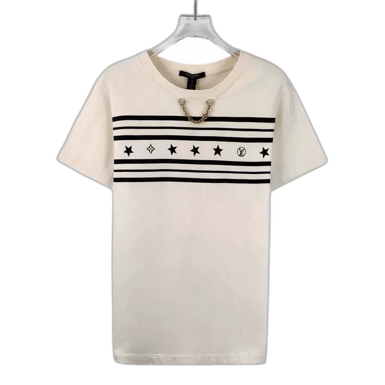 Louis Vuitton Louis Vuitton Cream Striped Cotton T-Shirt Size S / US 4 / IT 40 - 1 Thumbnail