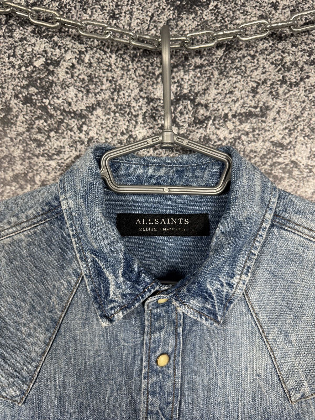 Allsaints Allsaints Suqi Shorts Sleeve Denim Shirt Snap Button Size M Size US M / EU 48-50 / 2 - 6 Thumbnail