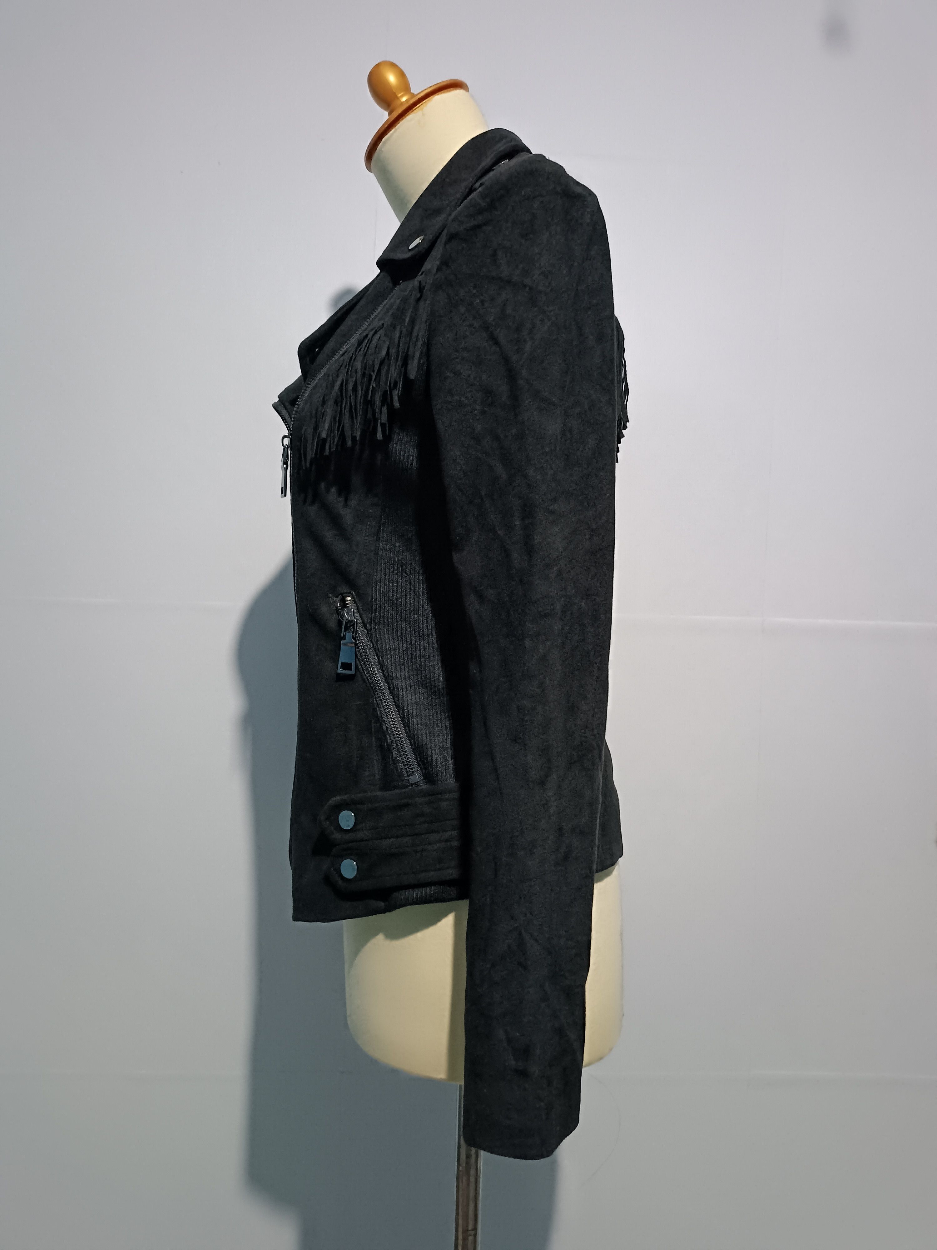 Japanese Brand Ladies Fringe Suede Leather Jacket Biker Motorcycle Size M / US 6-8 / IT 42-44 - 3 Thumbnail