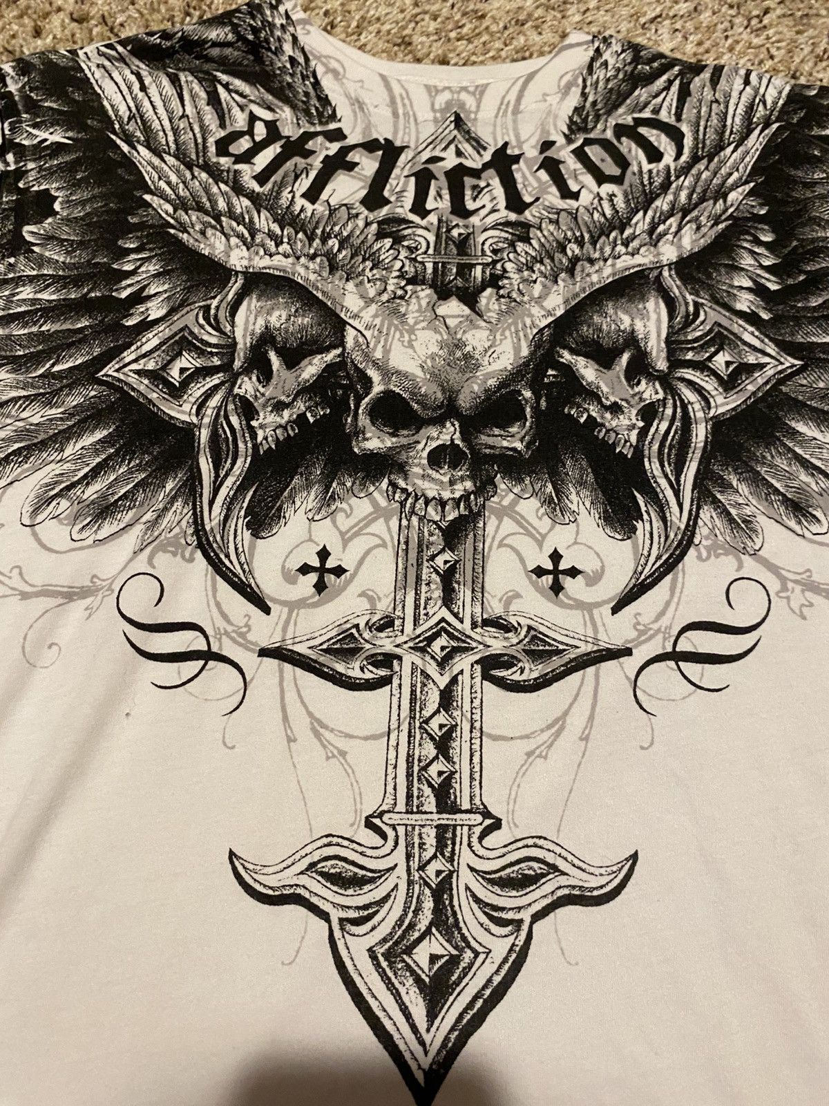 Affliction White Skull Design Affliction Shirt Size US L / EU 52-54 / 3 - 2 Thumbnail