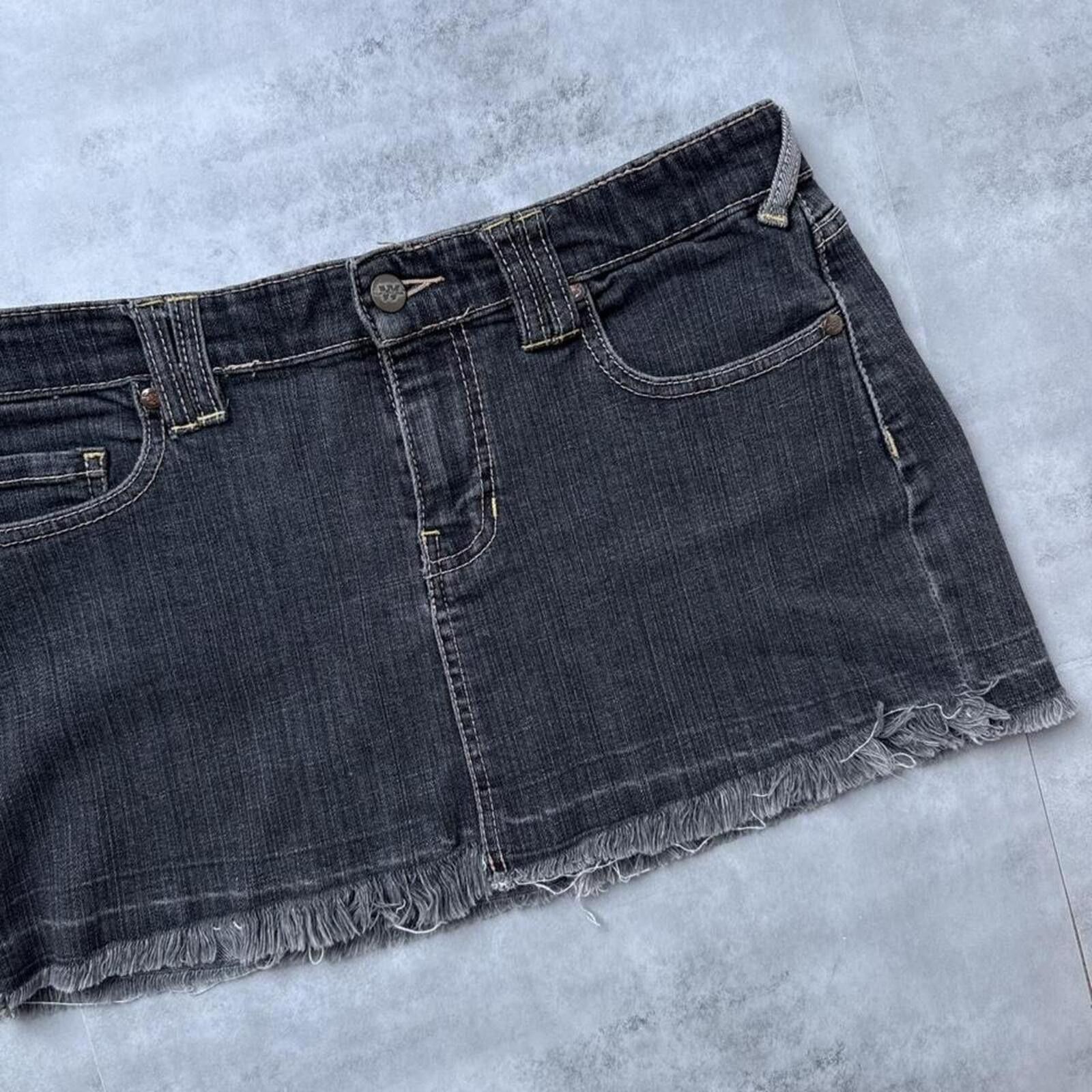 Other Y2K Wax Jeans Black Denim Mini Skirt Size 32" / US 10 / IT 46 - 6 Thumbnail